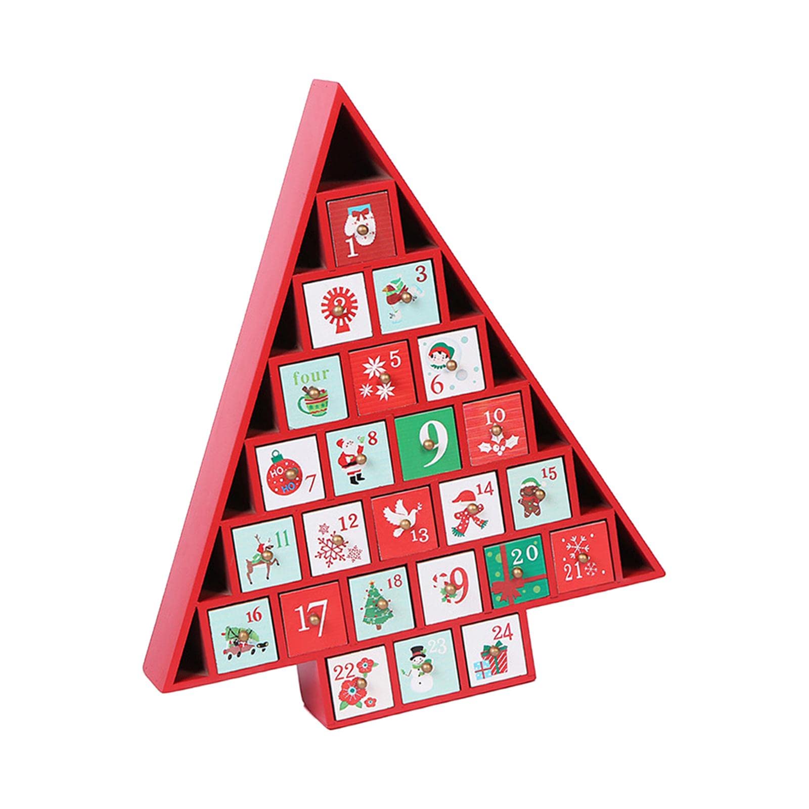 Adventskalender aus Holz, befüllbar, 24 Tage Adventskalender für Tisch, Zuhause, Weihnachtsdekoration, Foto-Requisiten