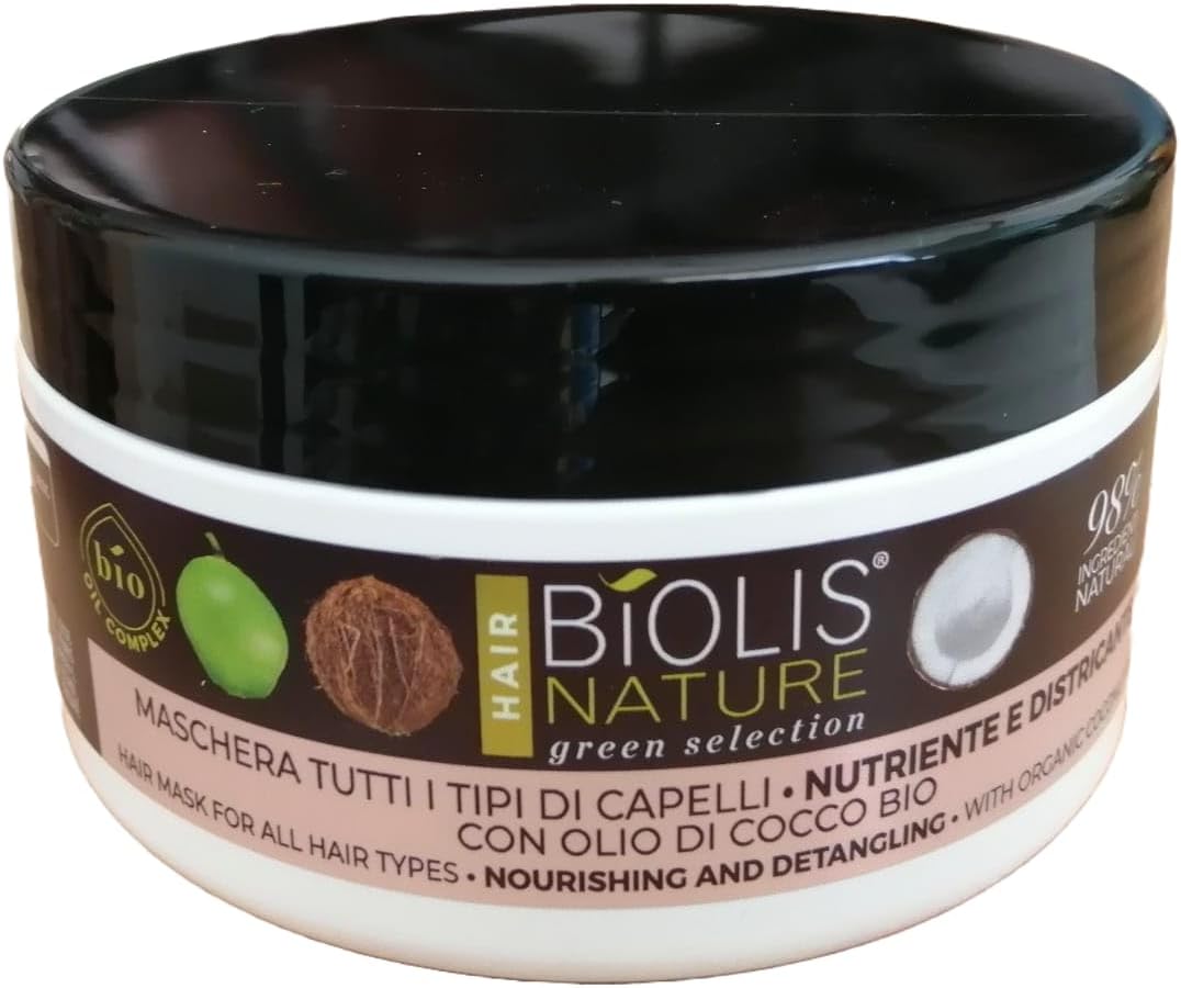 Biolis Masker voor alle haartypes, voedend en ontwarrend, met biologische kokosolie, 300 ml