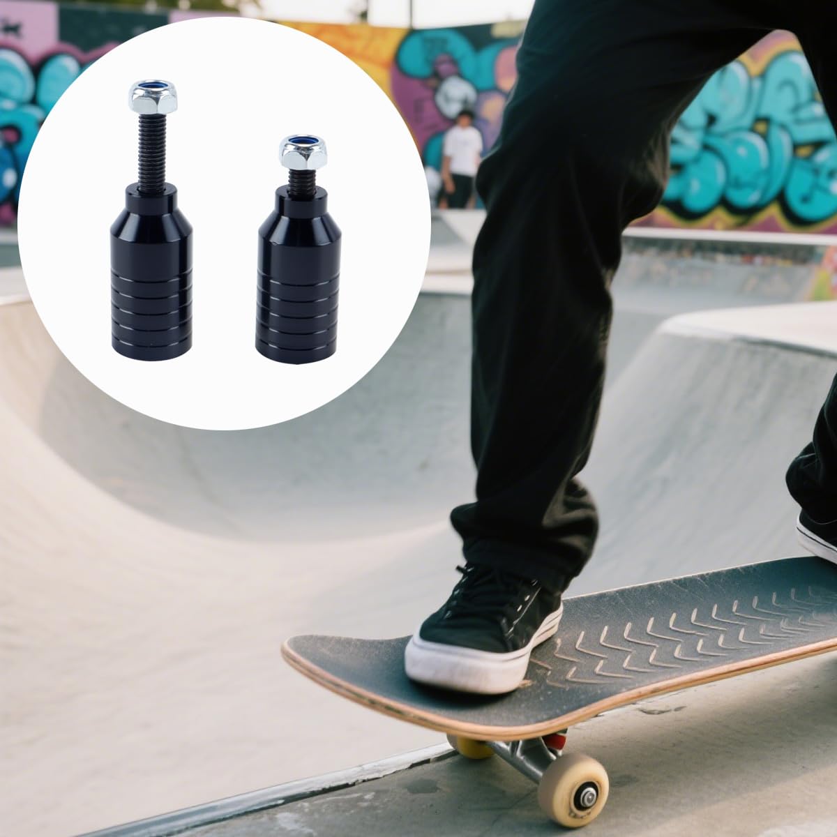 Estribos para patinete acrobático Pro Stunt de aluminio negro arcoíris 12,9 pasos tuerca montaje grinds 5050