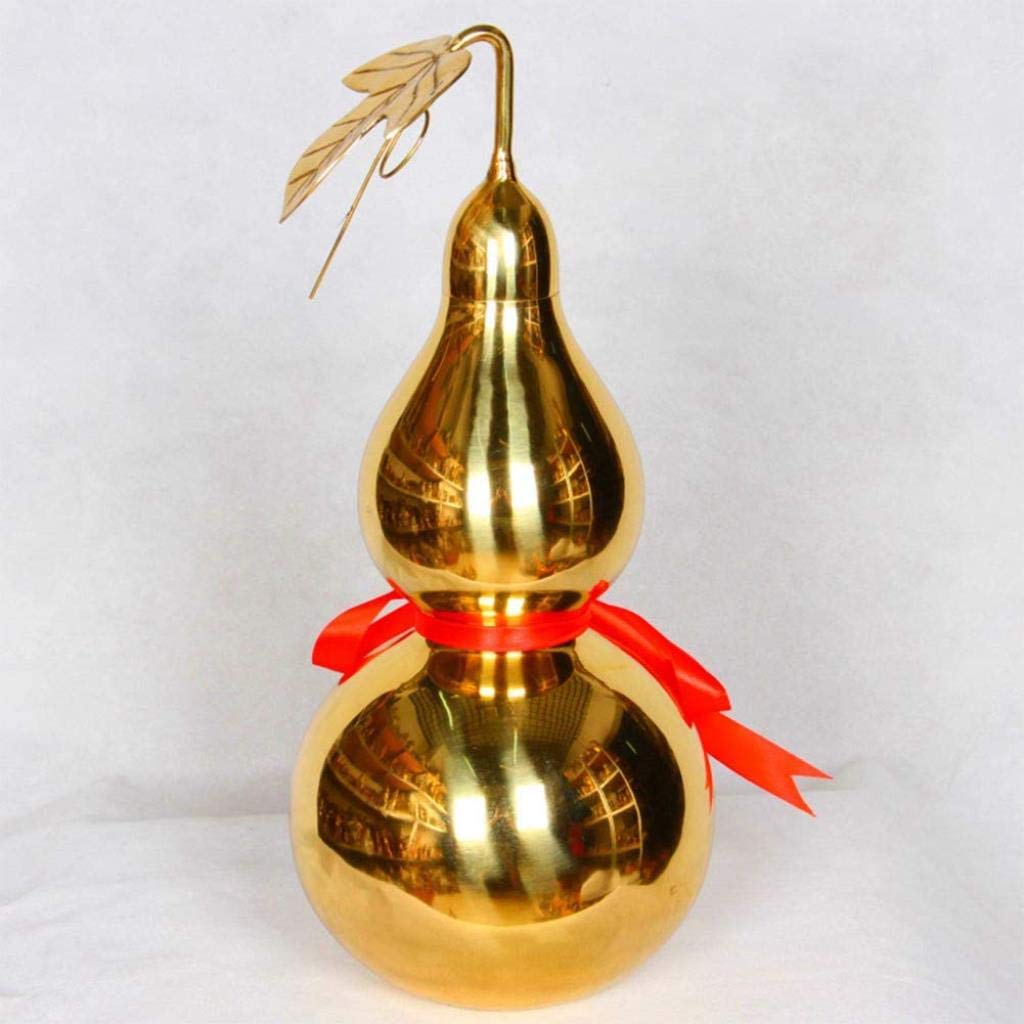 YNIYUJKL Feng Shui Ornaments Luck Hulu Decoration Golden Brass Crafts Gossip Gourd Decoration, For Wealth Peaceful Copper Statue Collectible Sculpture,9Cm,A-8 cm