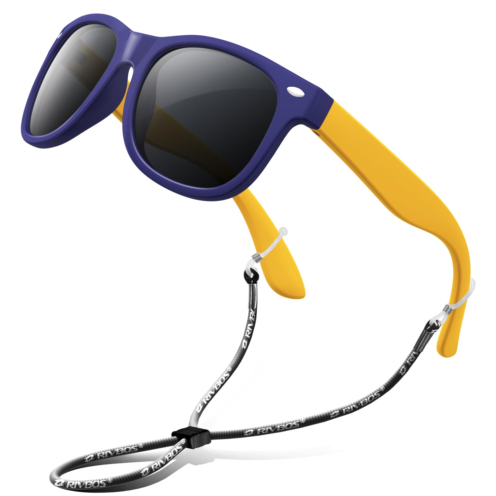 RIVBOS Kids Sunglasses Polarized UV Protection Flexible Rubber Glasses Shades with Strap for Boys Girls RBK004