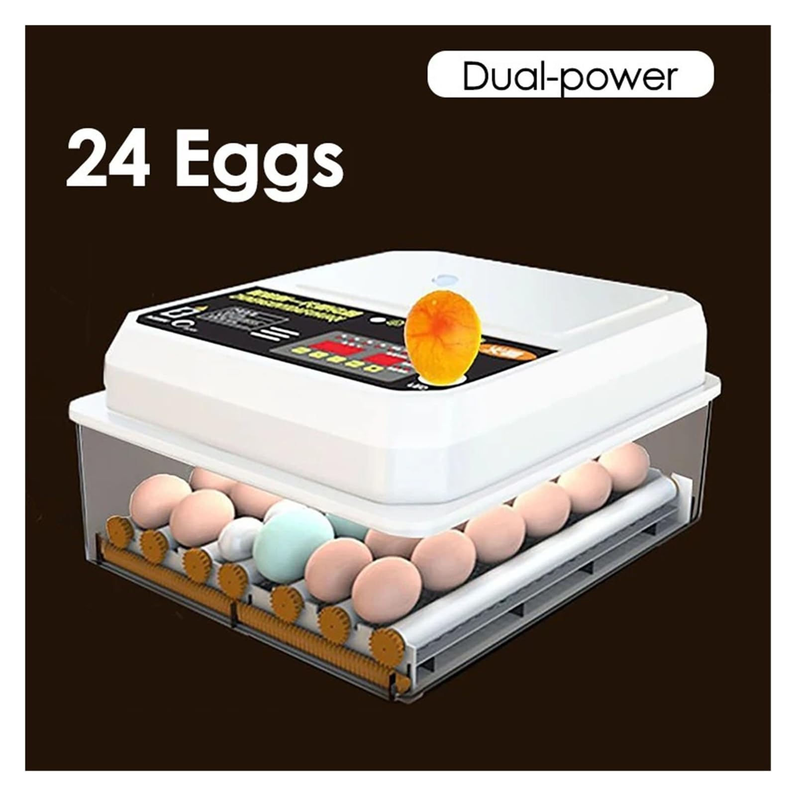 Incubadora de 24 huevos eléctrica dual inteligente totalmente automática for pollos, patos, gansos, palomas, granjas avícolas, criadora de aves. Rendimiento alto
