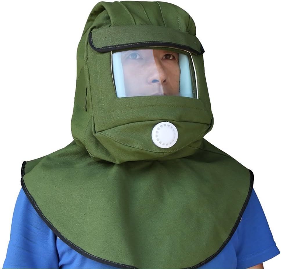 Sand Blasting Hood Cap, Canvas Shawl Sandblaster Protective Gear Mask Anti-dust Hood for Spraying Sanding Cutting, DIY Painting Woodworking Protection