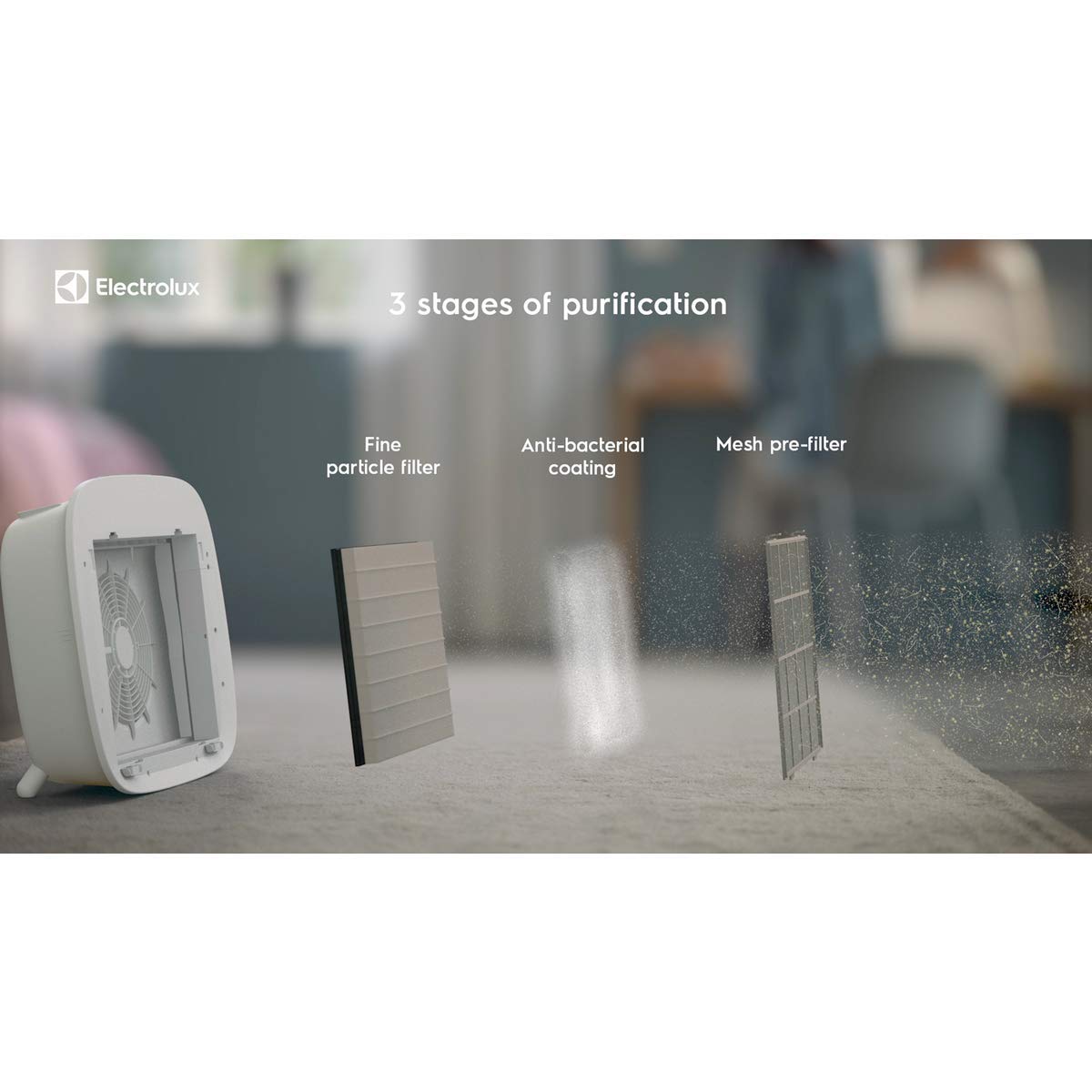 Electrolux Oczyszczacz powietrza Well A5, stylowy i cichy, 24 dB, 66 m2 max, inteligentny i podłączony, certyfikat ECARF "Allergiefreund", automatyczne czyszczenie, WA51-303WT, biały