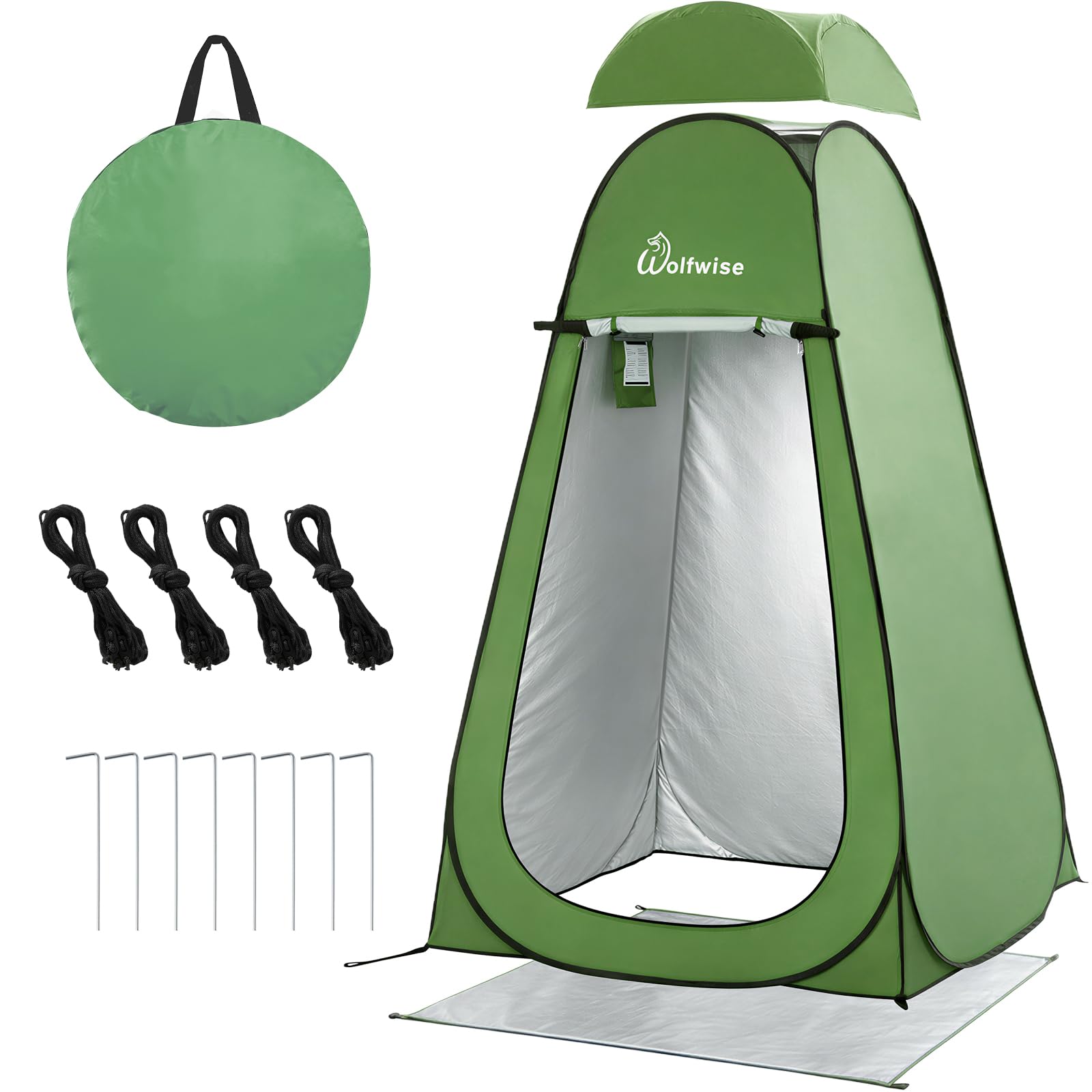 WolfWise PRO Pop Up Shower Tent with Silver Coated, Floor and Rain Fly