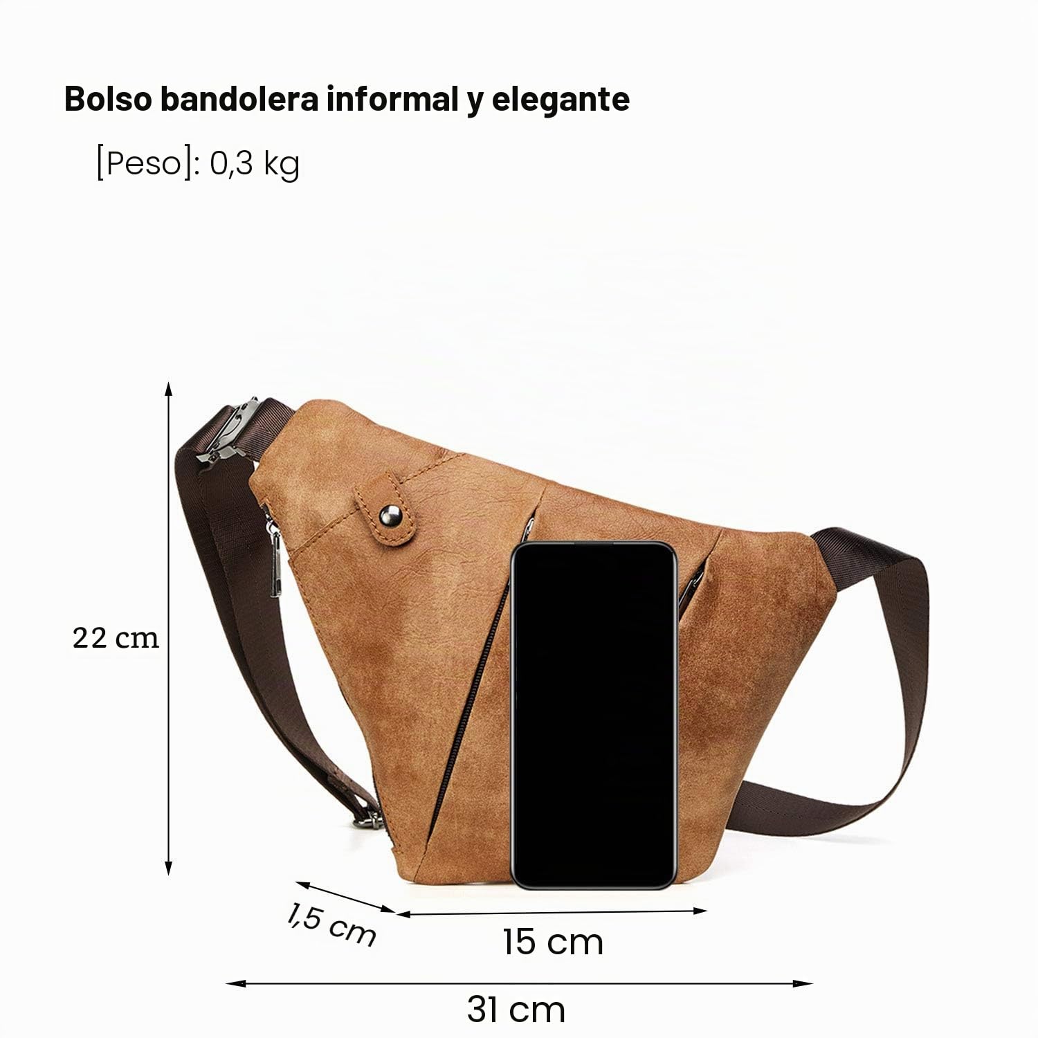 FANDARE Nuevo Bolsa de Pecho Cuero Segmentario Bolsos Cruzados Hombre Bolsa Deportiva de Hombro Bandoleras Cruzada Bolsa de Mochila Sling Crossbody Bag para Negocio Ciclismo Viaje Marrón Claro