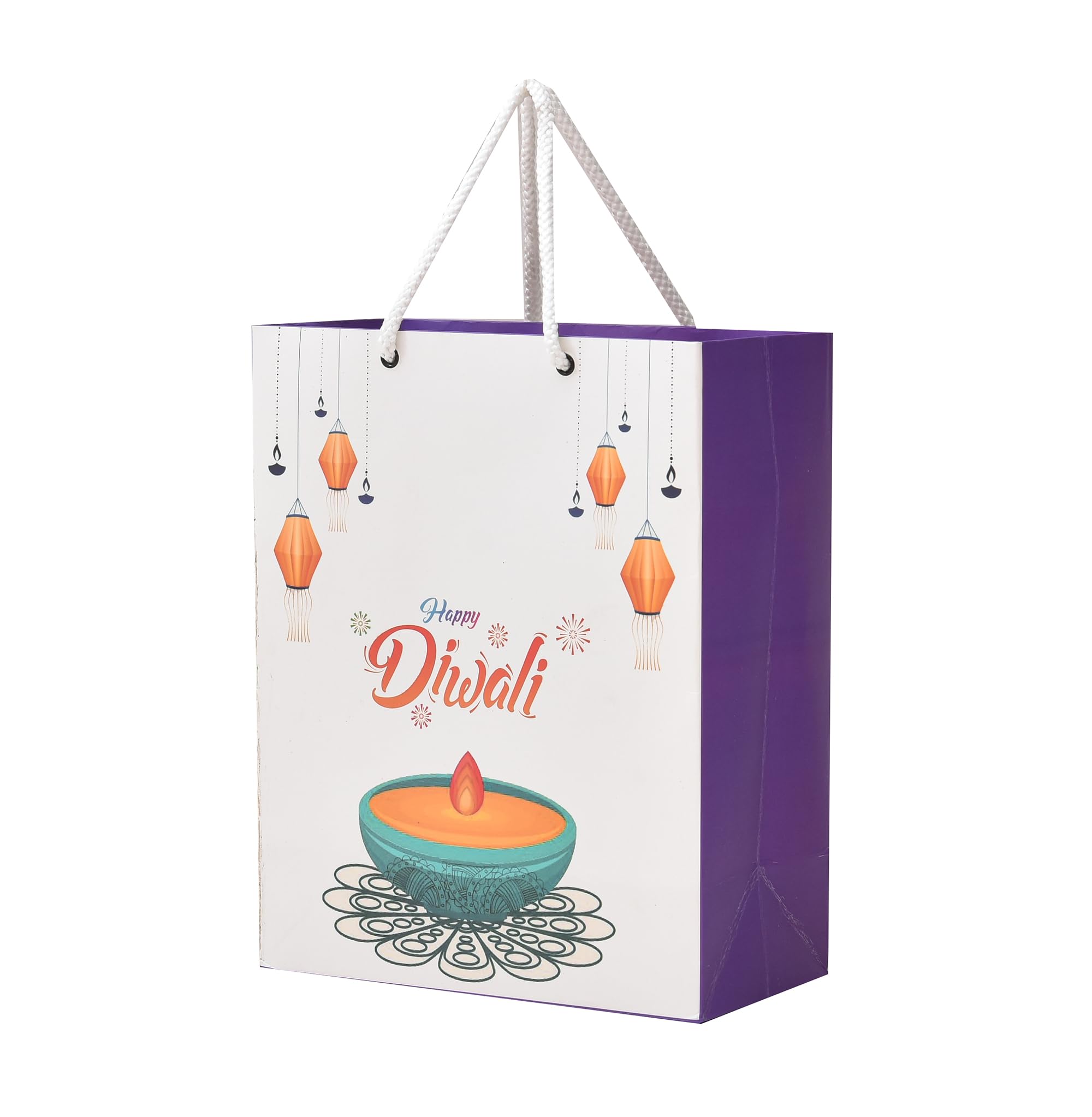 PPJ ® - HAPPY DEEWALI (DIYA LAMPS) - PAPER CARRY BAG (10 PCS), 10 Inch X 8 Inch X 4 Inch for DIWALI RETURN GIFTS/DIWALI PAPER BAGS (Pack of 10)-image-27