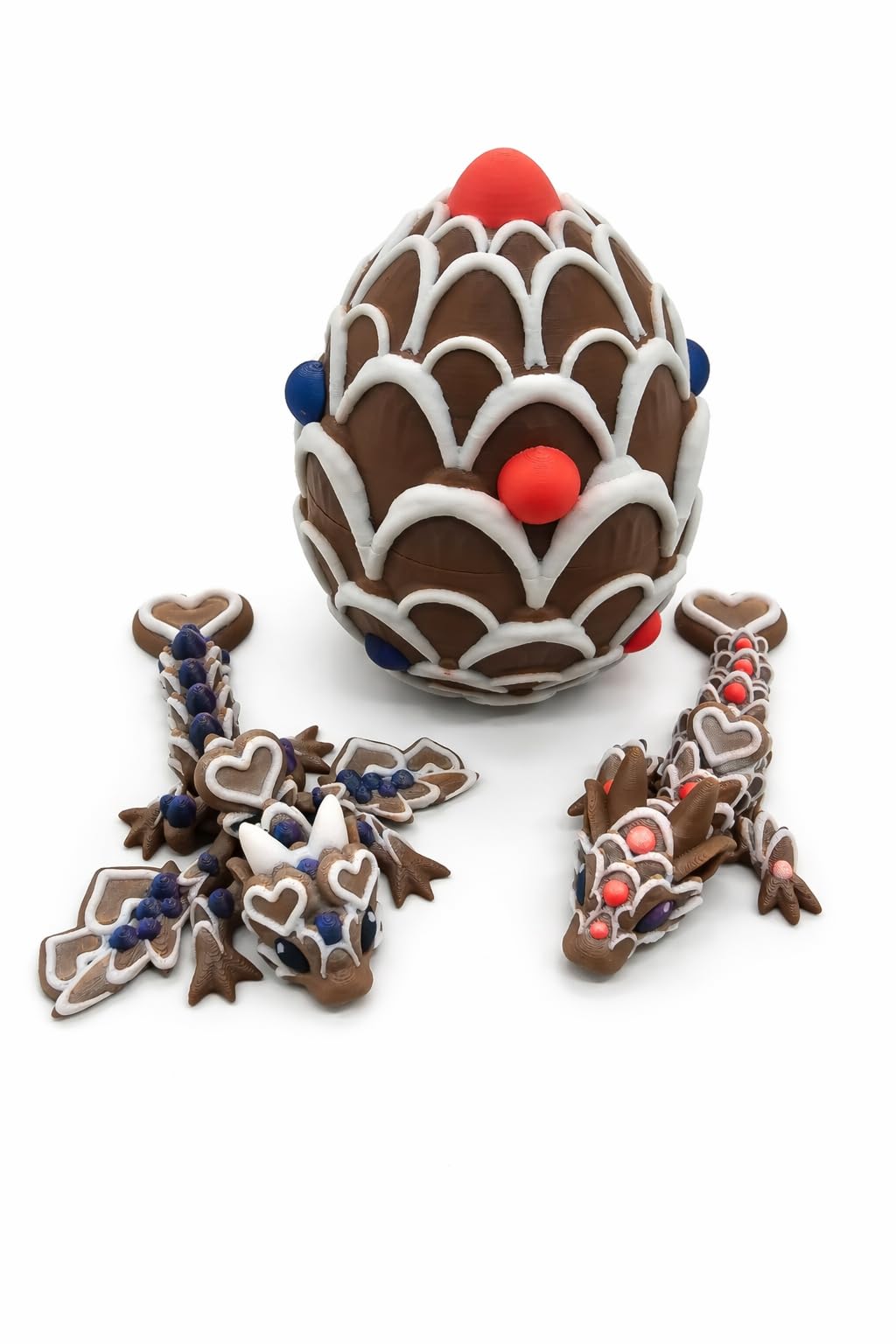 Photo 1 of Valkyrie Custom WorX Tiny Cookie Heart Wyvern & Sugar Cookie Dragons with Egg – 3D Printed Articulated Mini Dragons – Decorative Collectible Display Piece – Fantasy Desk Decor & Gift