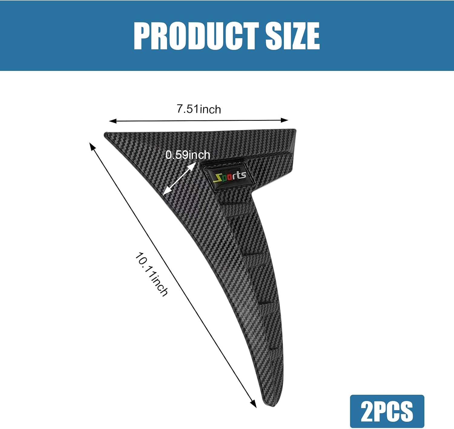 2 PCS Car Front Fender Side Vent Trim, 7.52" x 10.12" ABS Sporty Style Side Air Vent Cover, Side Door Air Flow Fender Vent Outlet Cover Trim Decor Sticker, Universal for Most Cars (Carbon)
