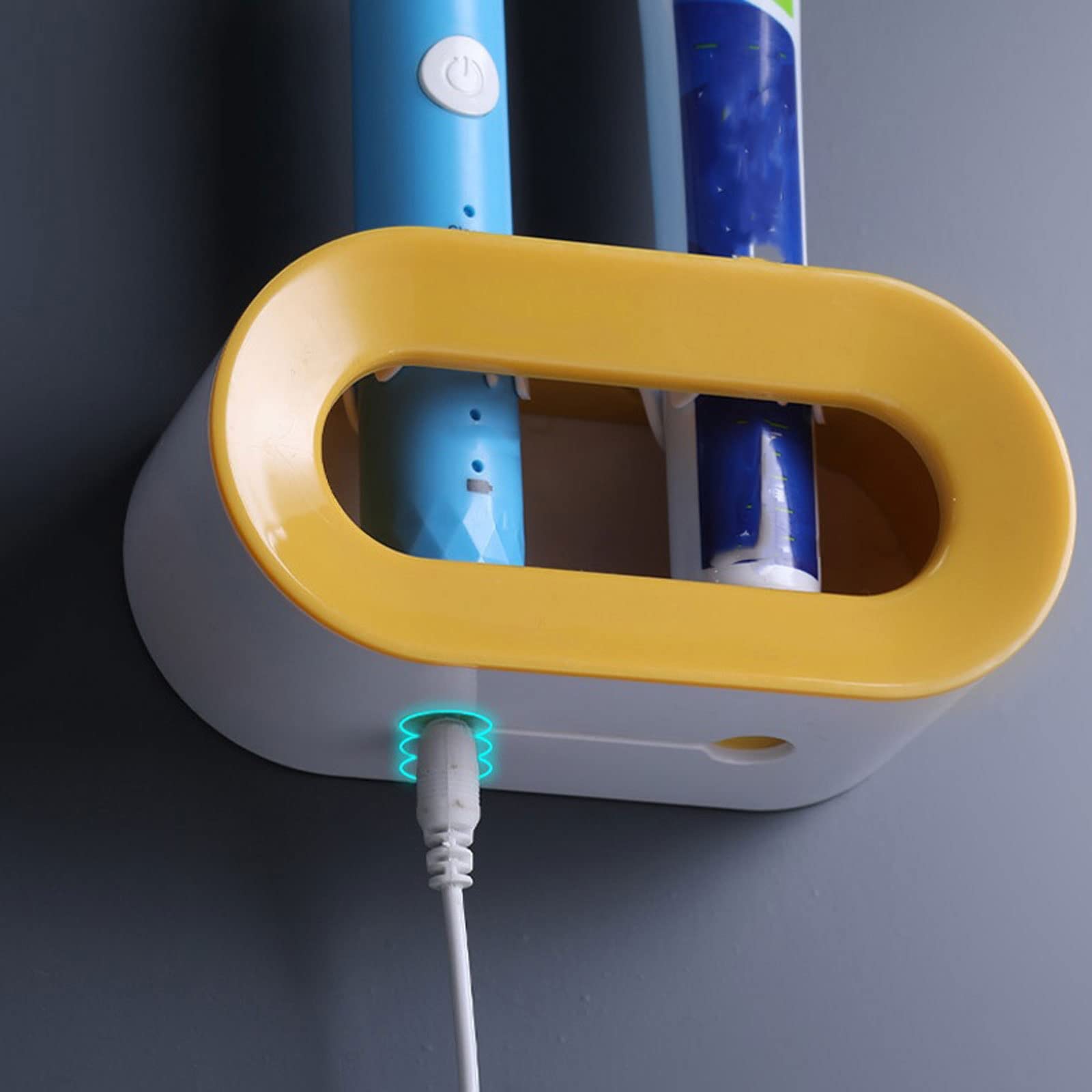 JINGYAN Porta spazzolini Double Hole Toothbrush Rack Bathroom Electric Holder Punch free Storage