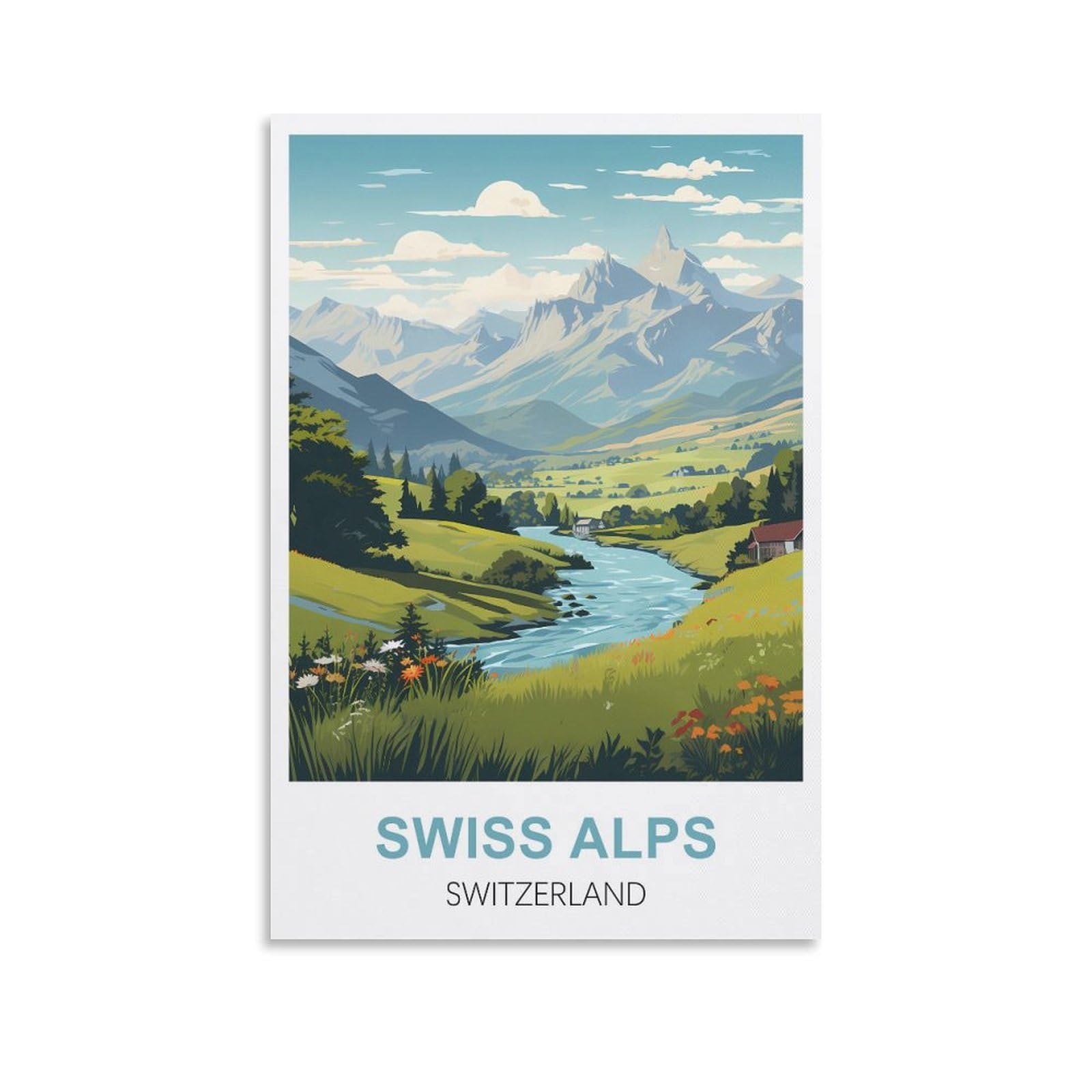 Wgmdoee Unframe-Style Swiss Alps Switzerland Vintage Travel Posters 08X12inch(20X30cm) Canvas Poster Living Room Wall Art Home Decor