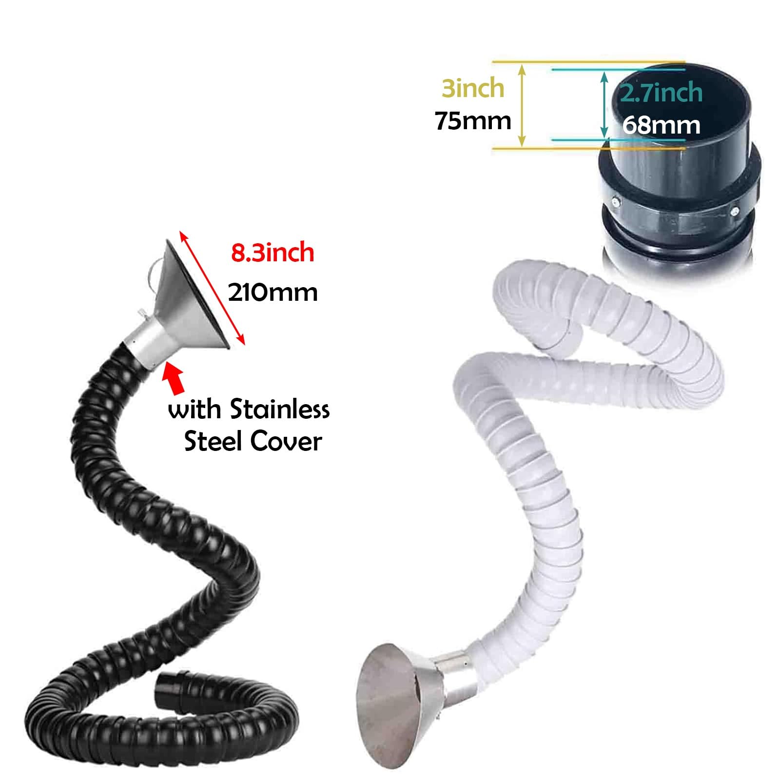 Manguera articulada, Manguera Flexible Resistente al Calor para la recolección de Polvo, Brazo articulado para extracción de Humos para Soldadura, joyería y reparación de electrónica - 2 m/6