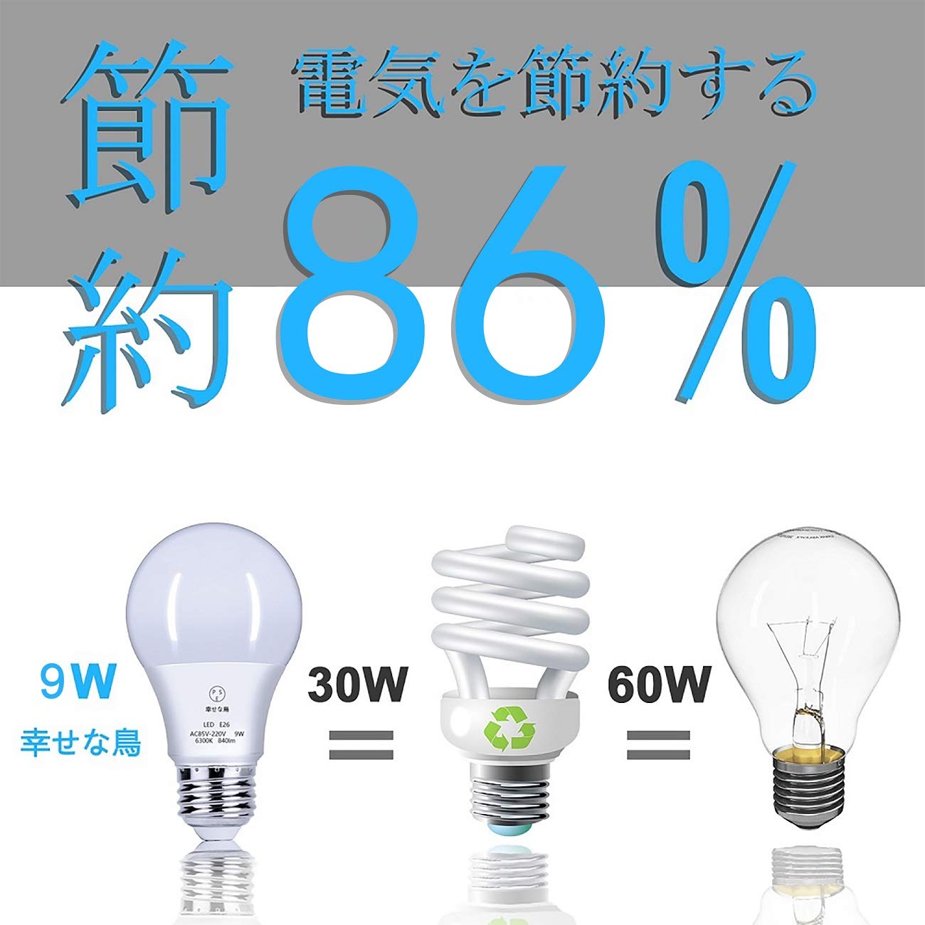 Amazon | LED電球 e26口金 電球 100v 60W形相当 9W 昼白色 840LM 寿命4