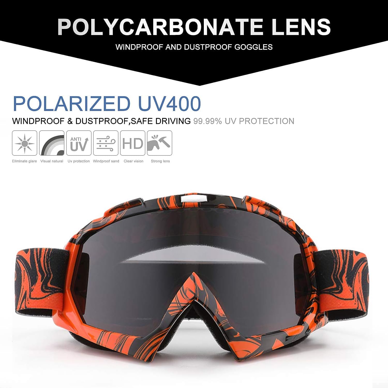 FMY Gafas de motocross para hombres, mujeres, jóvenes, antiarañazos, a prueba de polvo, UV400, ATV Dirt Bike
