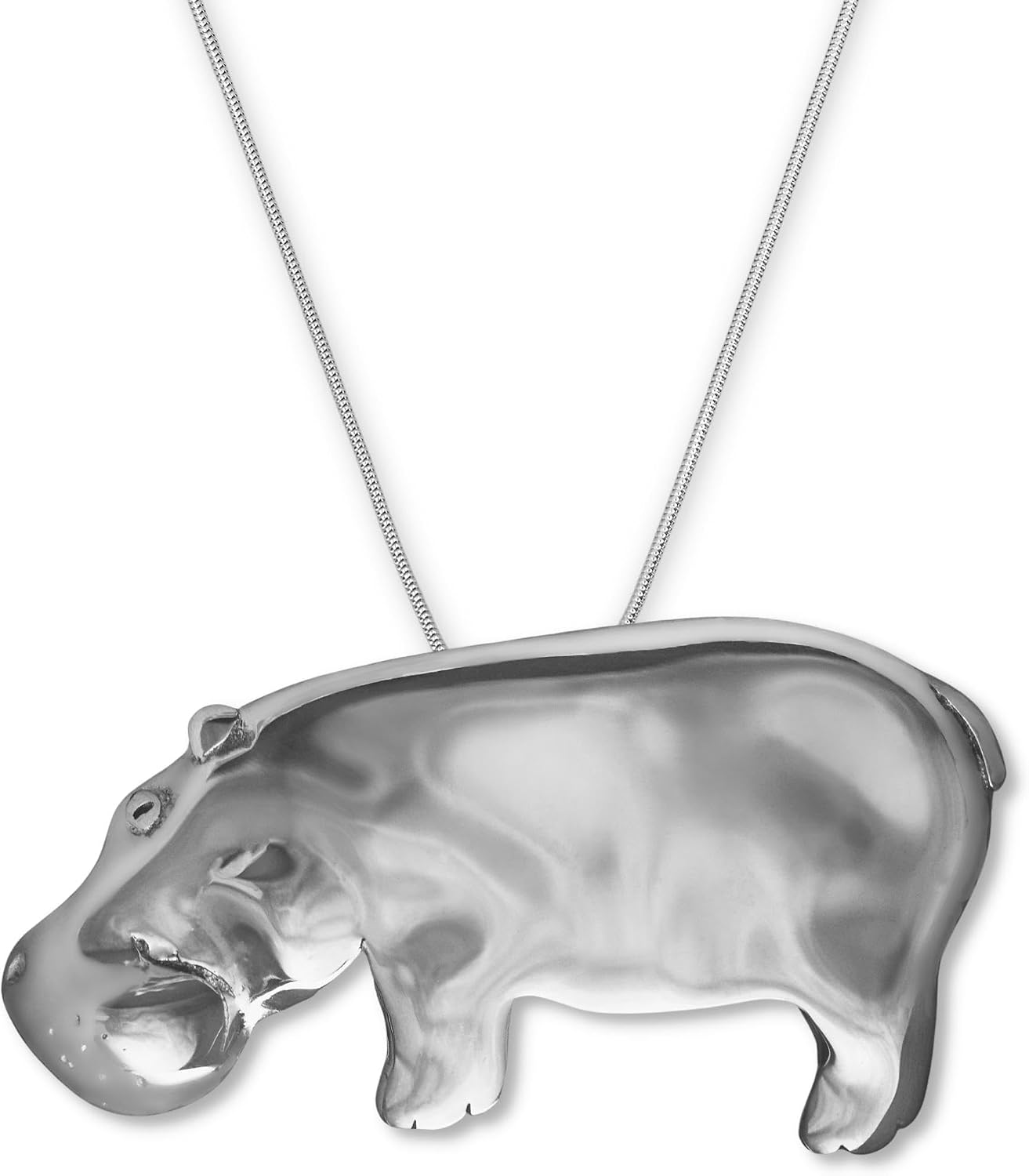 Sterling Silver Large Hippo Pendant - Hippopotamus Gifts for Women