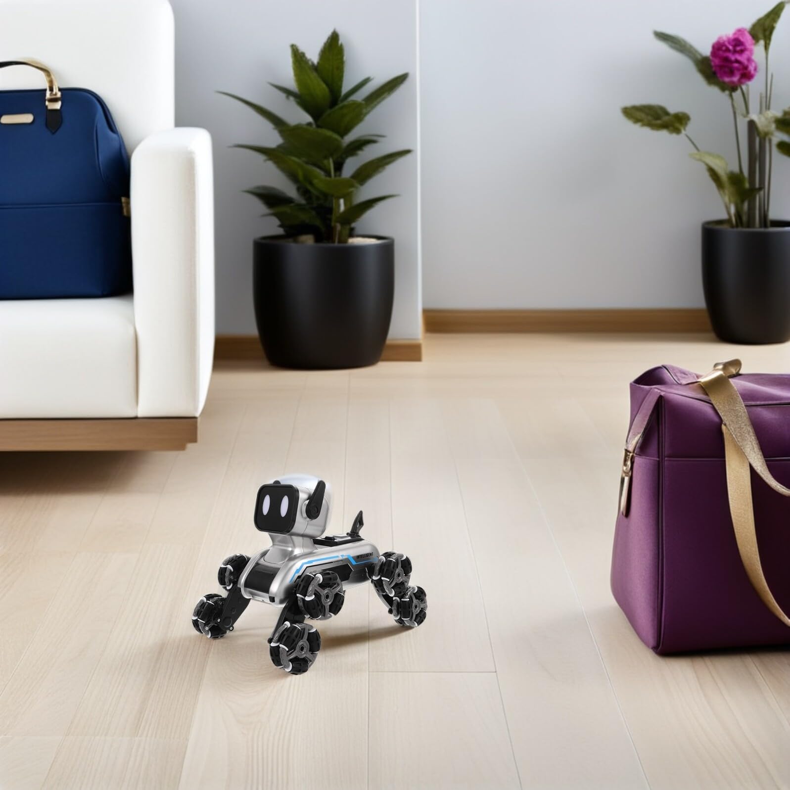 Cane Robot Intelligente Programmabile per Ragazzo Ragazza Ragazza Giocattolo Elettronico Doppia Modalità Rilevamento Gestuale Ruote Adatte Qualsiasi Superficie per Ragazzi e Ragazz