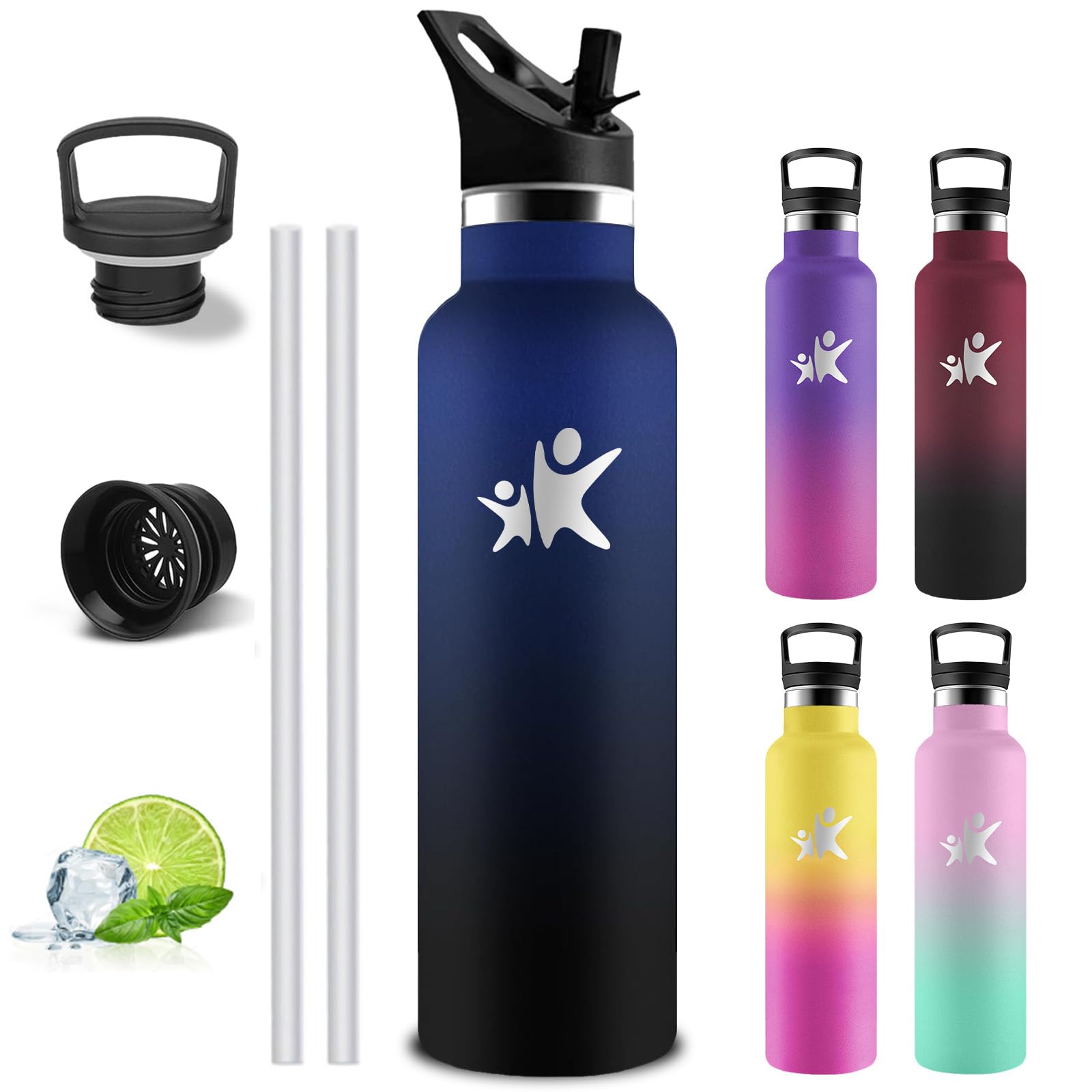 Borraccia Termica- 1 litro- Borraccia Senza BPA- Bottiglia Termica Con filtro e Cannuccia- Borracce Termiche- Mantiene Caldo per 12 Ore/Freddo 24 Ore, Borracce per Trekking, Yoga, Ciclismo