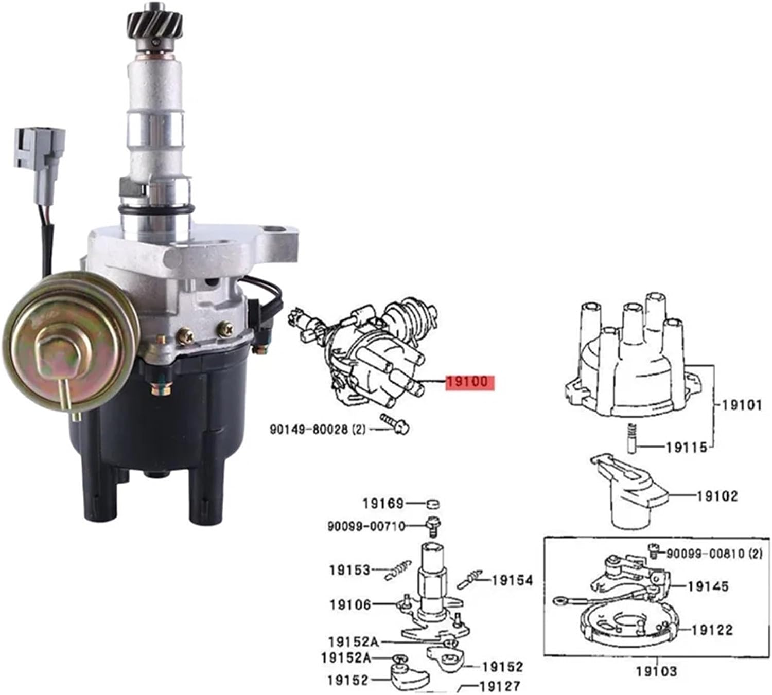 Distributor Assy 19020-75060 19020-75041 for 1902075040