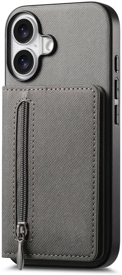 Zipper RFID Blocking Wallet Case for iPhone 17/17 Air/17 Pro/17 Pro Max, PU Leather Magnetic Closure Card Holder, Strong Magnet & Anti-Scratch(Black,17 Air)