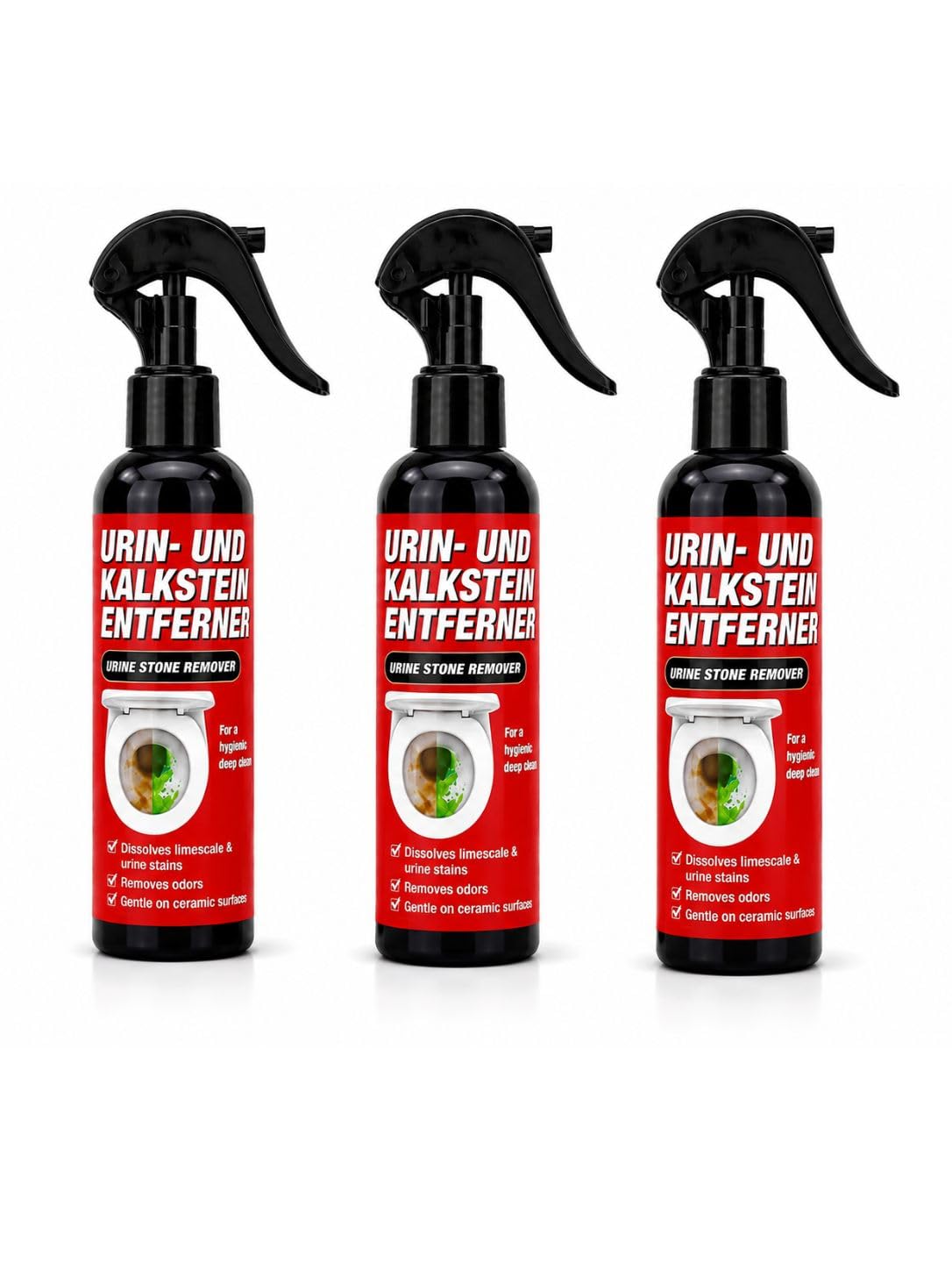 Bathroom Toilet Cleaner Spray, Hard Water Stain & Limescale Remover, Toilet Bowl Cleaning Spray, Fresh Odor Control, Ceramic Surface Care, Easy Use, 100 ml (Pack of 3)-image-3