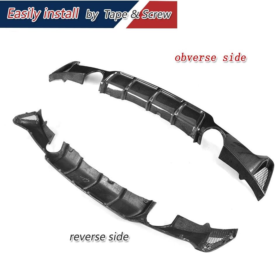 F32 Carbon Fiber Rear Diffuser fits for BMW 4 Series F32 F33 F36 M Sport 2013-2018 Direct Fit Bumper Lip Spoiler Valance Sporty Styling Bumper Protection(Single Exhaust Twin Outlet)