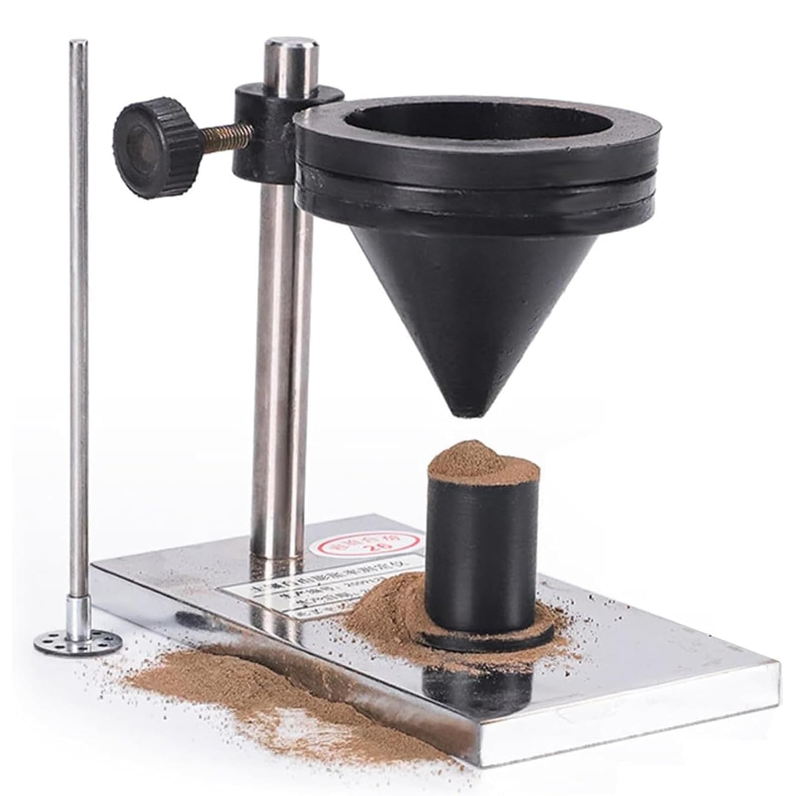 Probador de tasa de hinchazón sin tierra, embudo sin cuello, herramienta de medición de suelo, altura ajustable, con taza de medición de suelo y agitador, para determinar el contenido de humedad