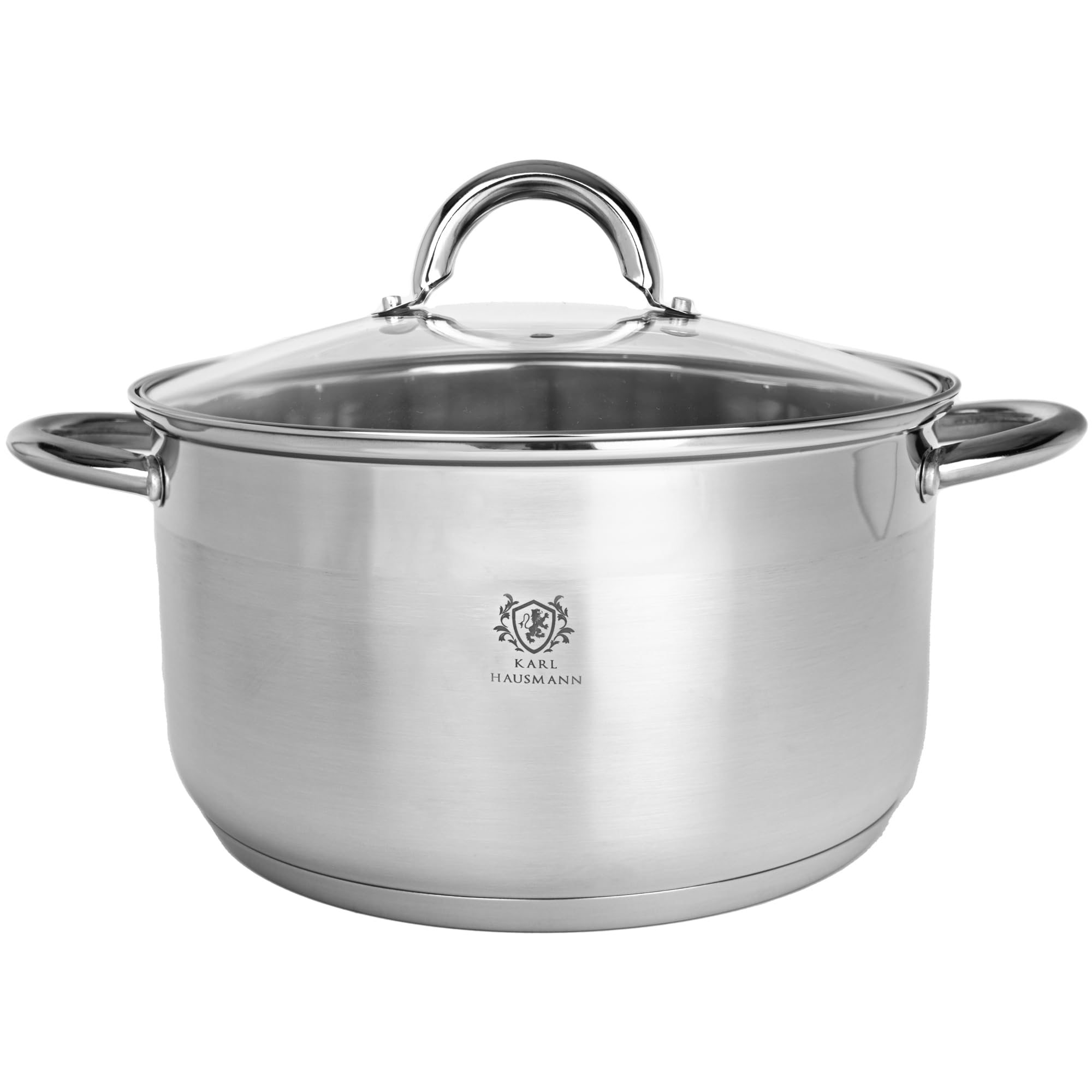 KARL HAUSMANN Edelstahl Topf - 2L - Ø 18 cm - Kochtopf Induktion für alle Herdarten Geeignet - Edelstahltopf mit Deckel - Suppentopf - Spaghettitopf - Stainless Steel Pot - Töpfe - Kochtöpfe