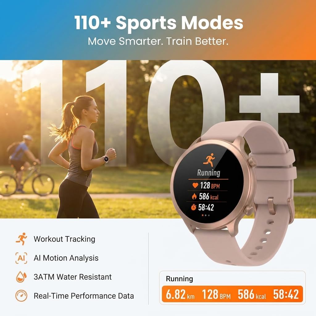 Zeno Smart Watch for Women, Sports Watch, Fitness Tracker, AMOLED image 5