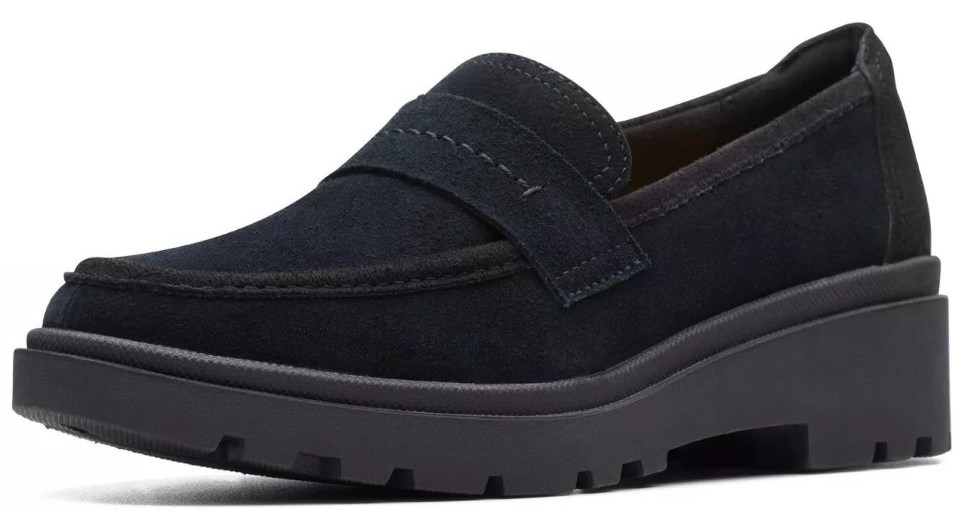 Clarks Women's Calla Ease Loafer Flat, Black Leather, 2.5 UK