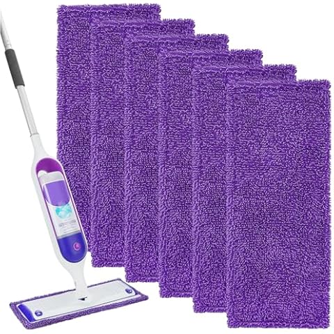 KEEPOW Reusable Power Mop Refill Pads Compatible with Swiffer Power Mop, Powermop Mopping Pad Refills for Wood Floor Cleaning, Machine Washable Microfiber Mop Pads, 6 Pack Cover