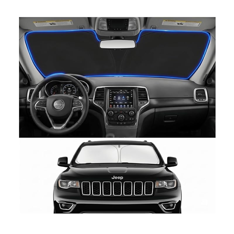 Protetor solar dobrável para para-brisa com encaixe específico PinBaoLaLa para Jeep Grand Cherokee 2014–2026, 1 unidade