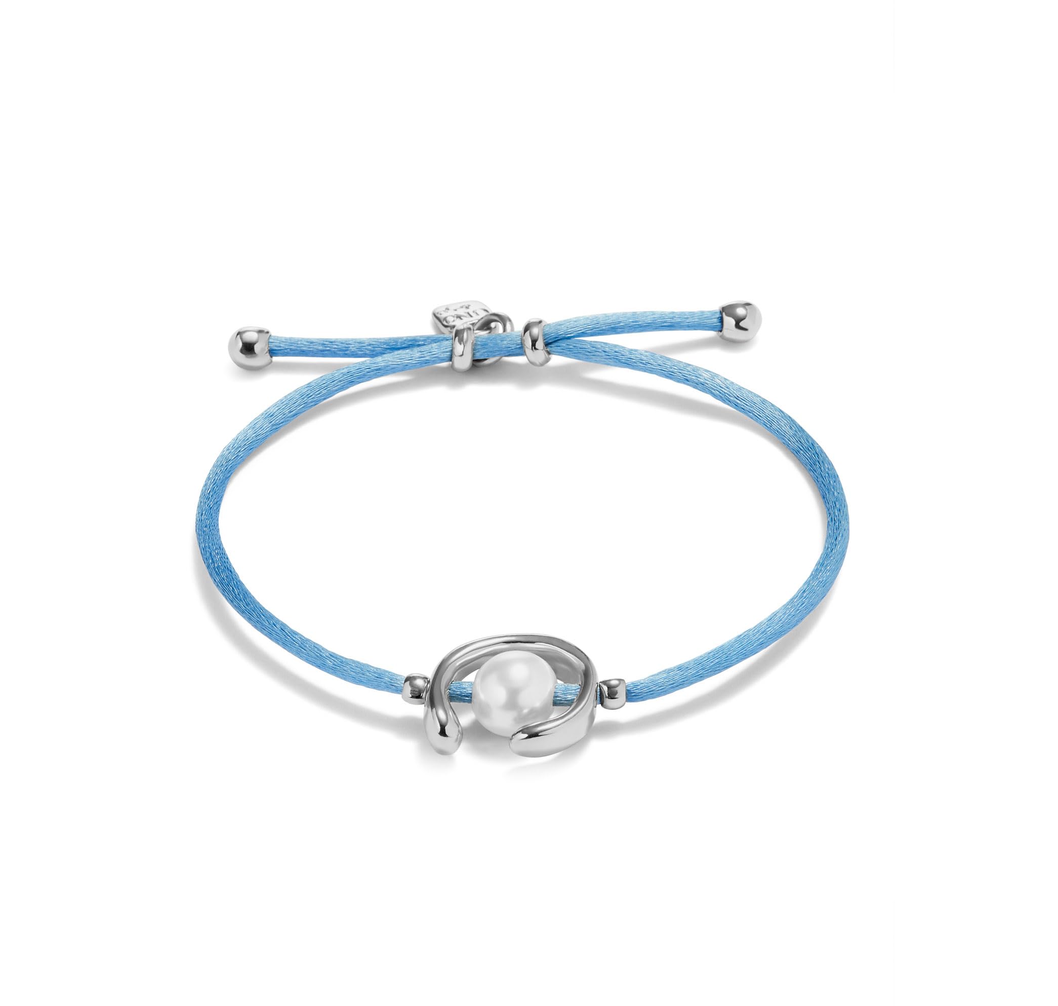 Pulsera de hilo lila con perla shell fornitura bañada en plata de ley