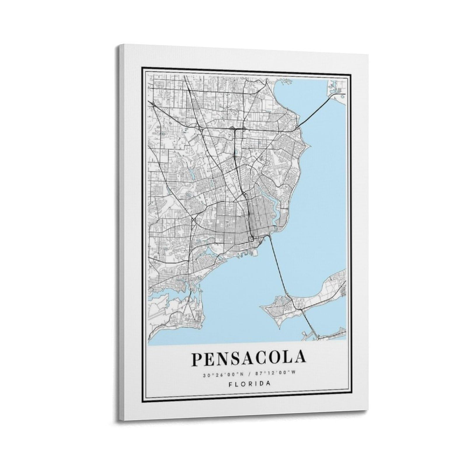 xiaoxiaoshen Pensacola Florida Map Canvas Poster Wall Art Prints Room Aesthetic Murals Bedroom And Living Decorations 20x30inch(50x75cm)