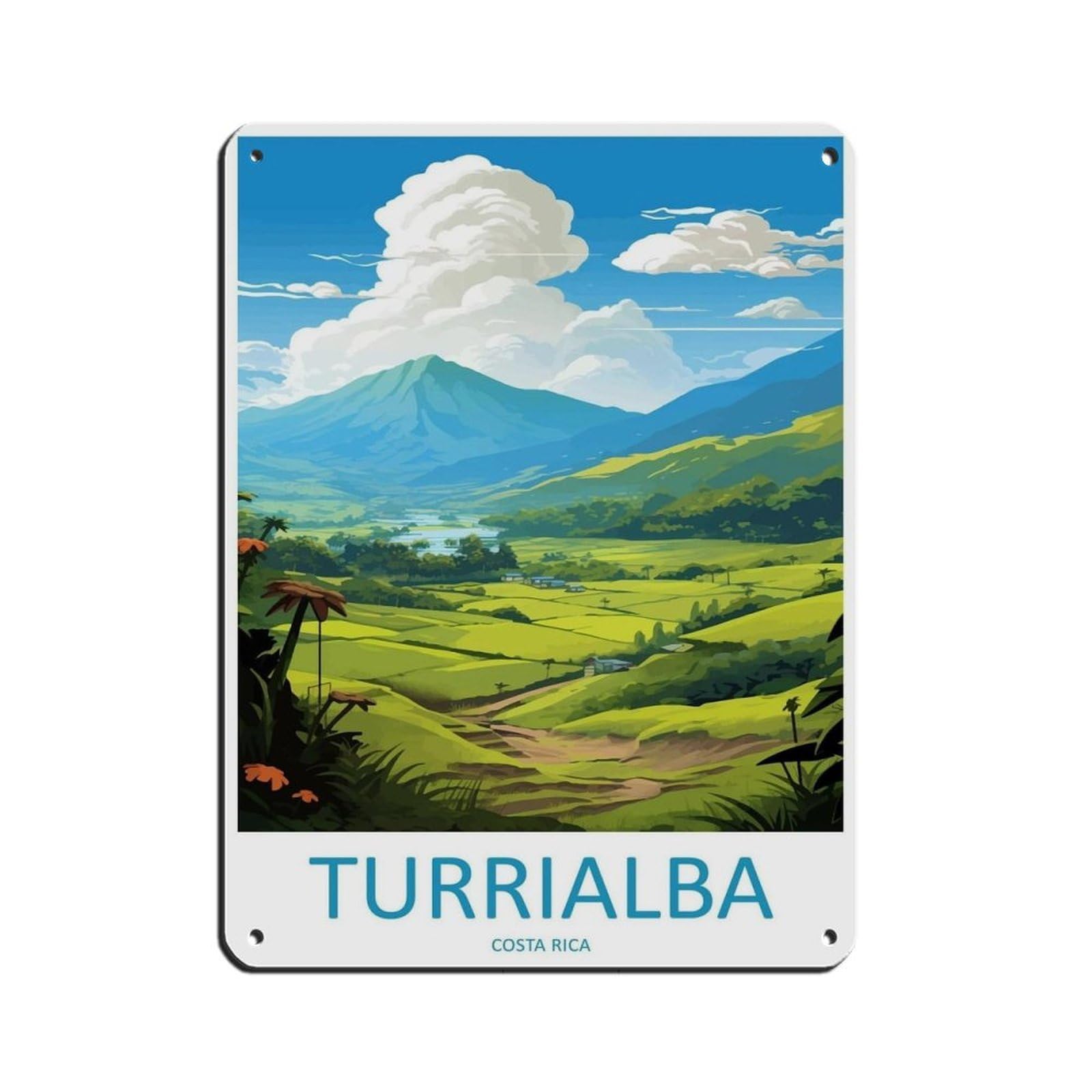 Turrialba Travel Art Costa Rica Art Retro Poster Metal Tin Sign Chic Art Retro Iron Painting Bar People Cave Cafe Family Garage Poster Wall Decoration 12x16inch(30x40cm)
