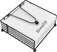 Vista 1 de Servilletero para mesa, dispensador de servilletas plano con brazo pesado, soporte cuadrado de papel de cóctel de elegante hierro rústico