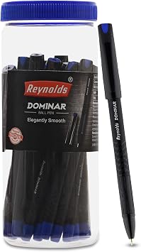 Reynolds DOMINAR BP 20 CT JAR - BLUE Ball Pen I Lightweight Ball Pen With Comfortable Grip for Extra Smooth Writing I School and Office Stationery