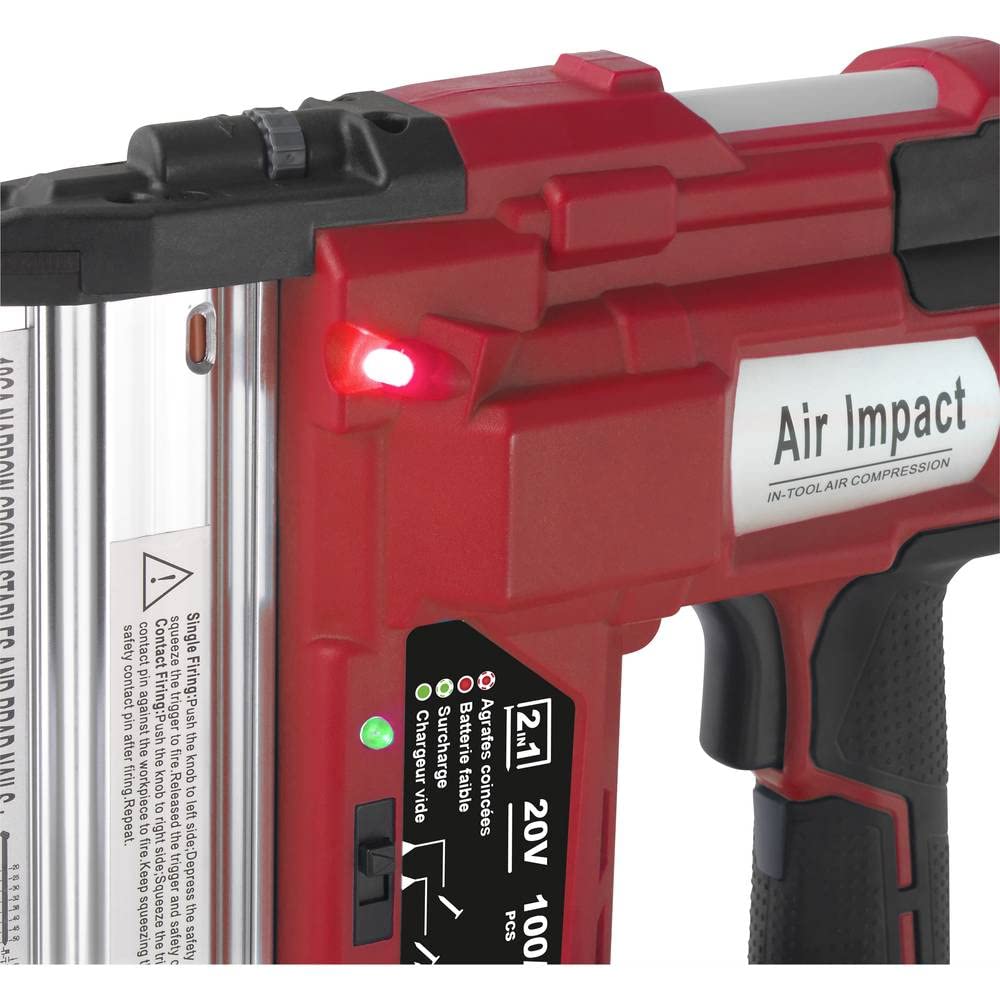 Toolcraft Chiodatrice a batteria | pistola per unghie senza fili | 20 V, 100 Ah | regolazione della profondità | lampada a LED | modello: TAWB-200 | lampada a batteria inclusa | Tensione: 20 V |
