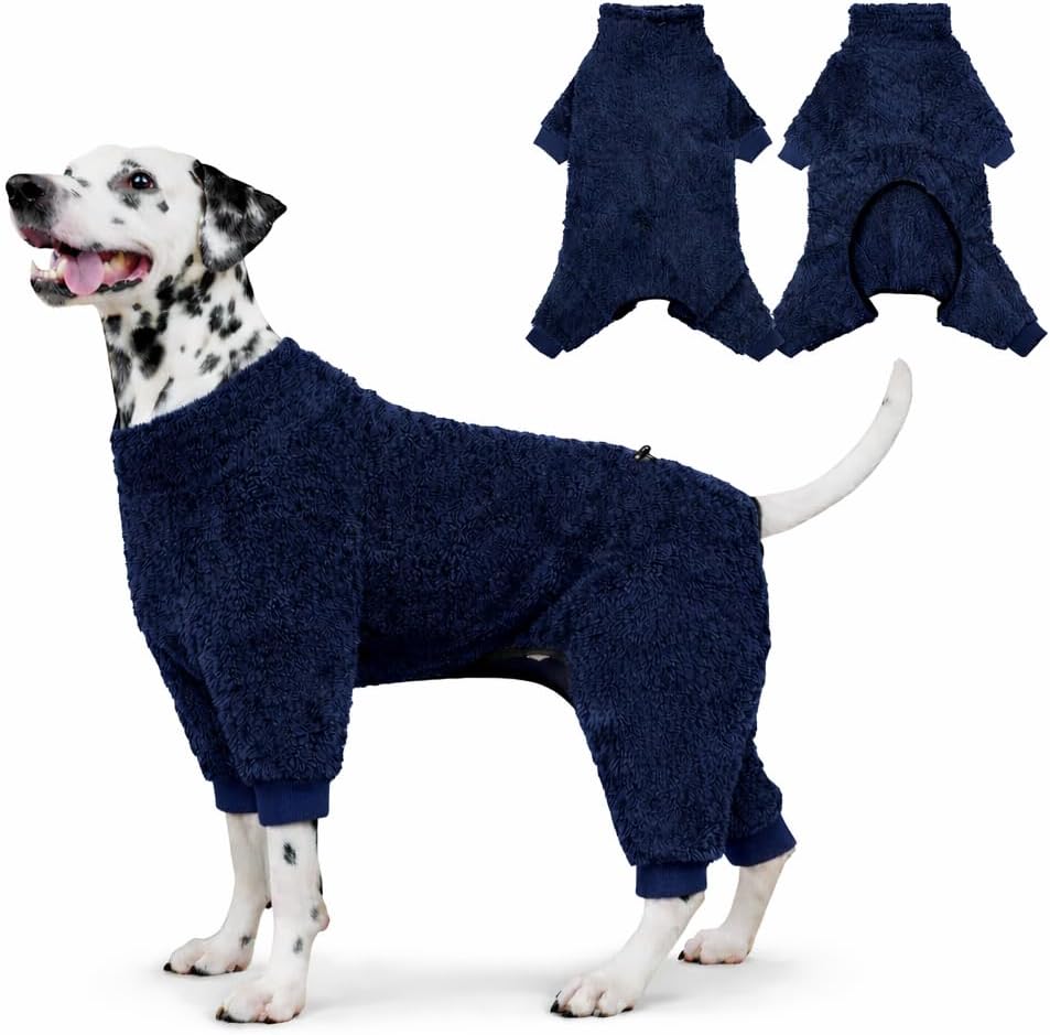 Dog Winter Coat,4-Legged Onesie Jumpsuit Warm Fleece Dog Jacket, Soft Pullover Pajamas, Fullbody Pajamas Onesie for Small Medium Large Dogs Walking, Hiking, Travel