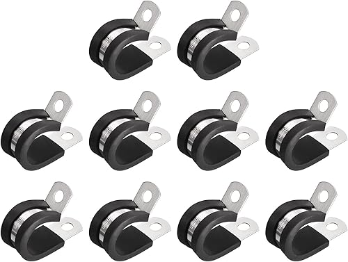 Miniatura 26 de uxcell Abrazadera de cable de 1-1/32 pulgadas (1.024 in) abrazadera de cable de acero inoxidable 304 Abrazadera aislada acolchada en forma de R
