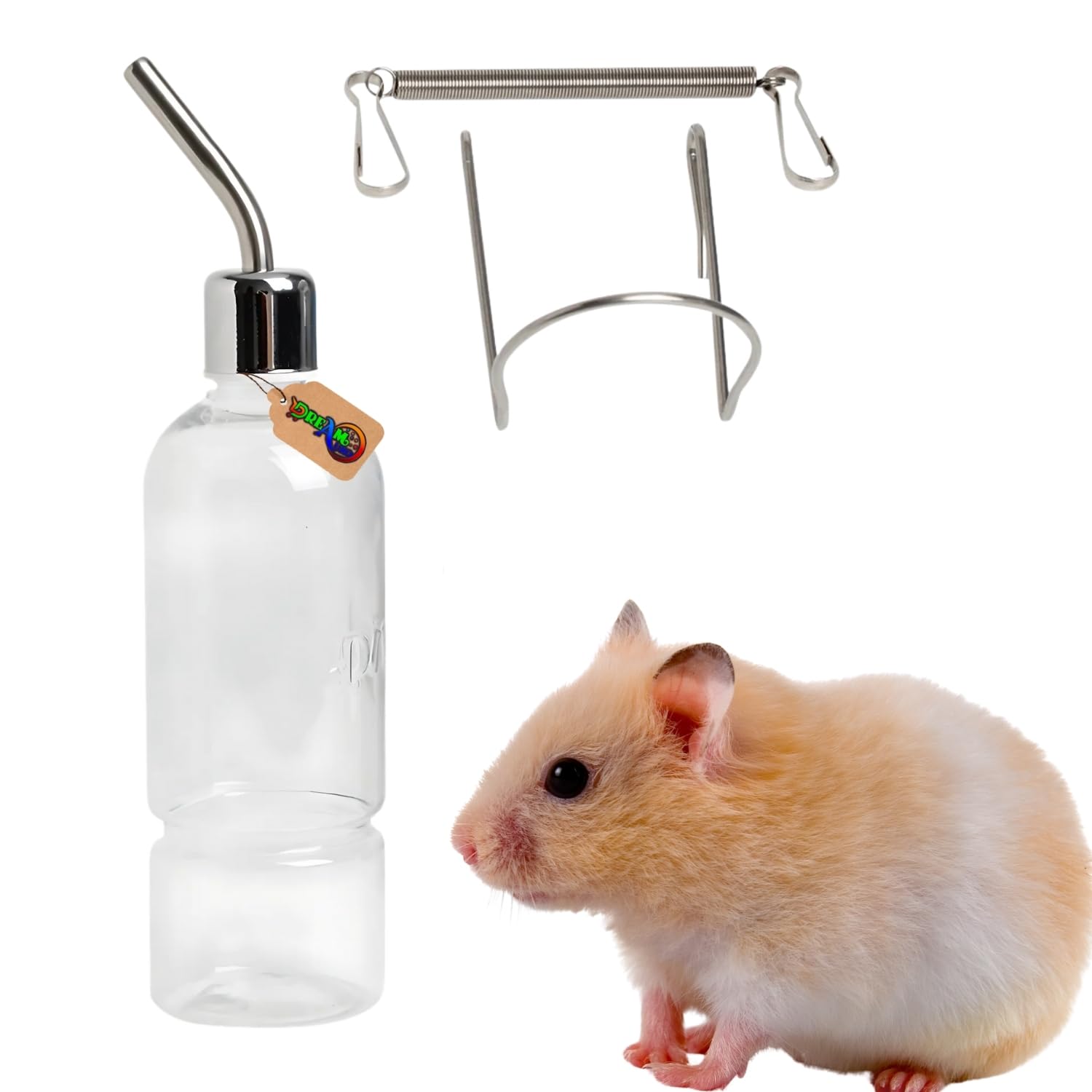 DreamAuro Hamster Transparent Water Bottle Dispenser – BPA-Free Automatic Drinking Feeder for Rabbits, Guinea Pigs, and Small Pets | Water Supply Solution for Healthy Hydration & Cage Comfort (180ml)-image-9