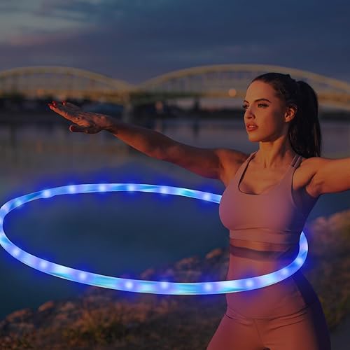 Miniatura 6 de Paquete de 8 aros de luz LED de 36 pulgadas para niños, adultos, niños, accesorios de festival, luces LED brillantes, aro de ejercicio para cambiar,