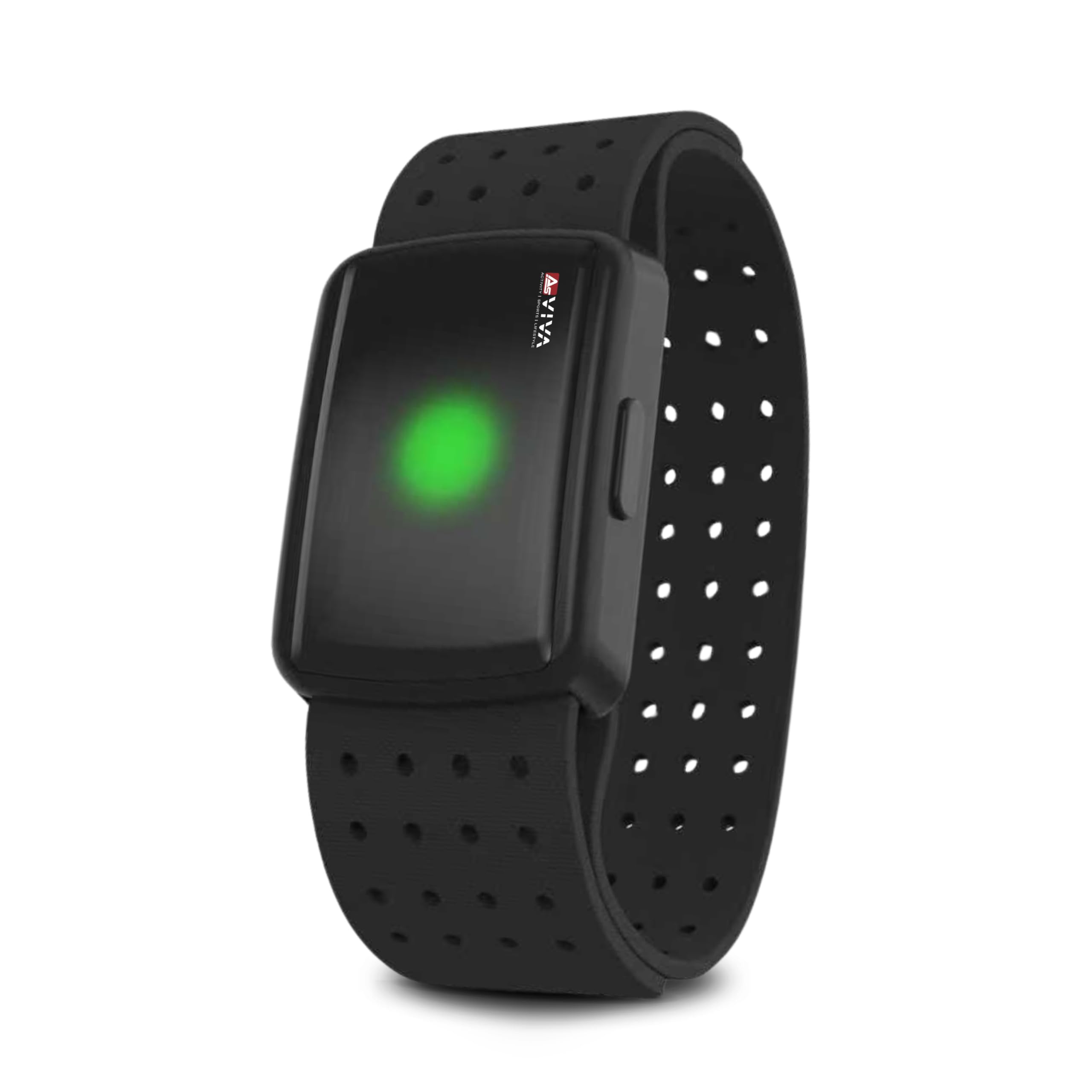 AsVIVA AWS2 Herzfrequenz-Armband – Optischer Pulssensor mit LED-Pulszonen, Bluetooth & ANT+, kompatibel mit Fitnessgeräten & Apps für Indoor- und Outdoor-Training