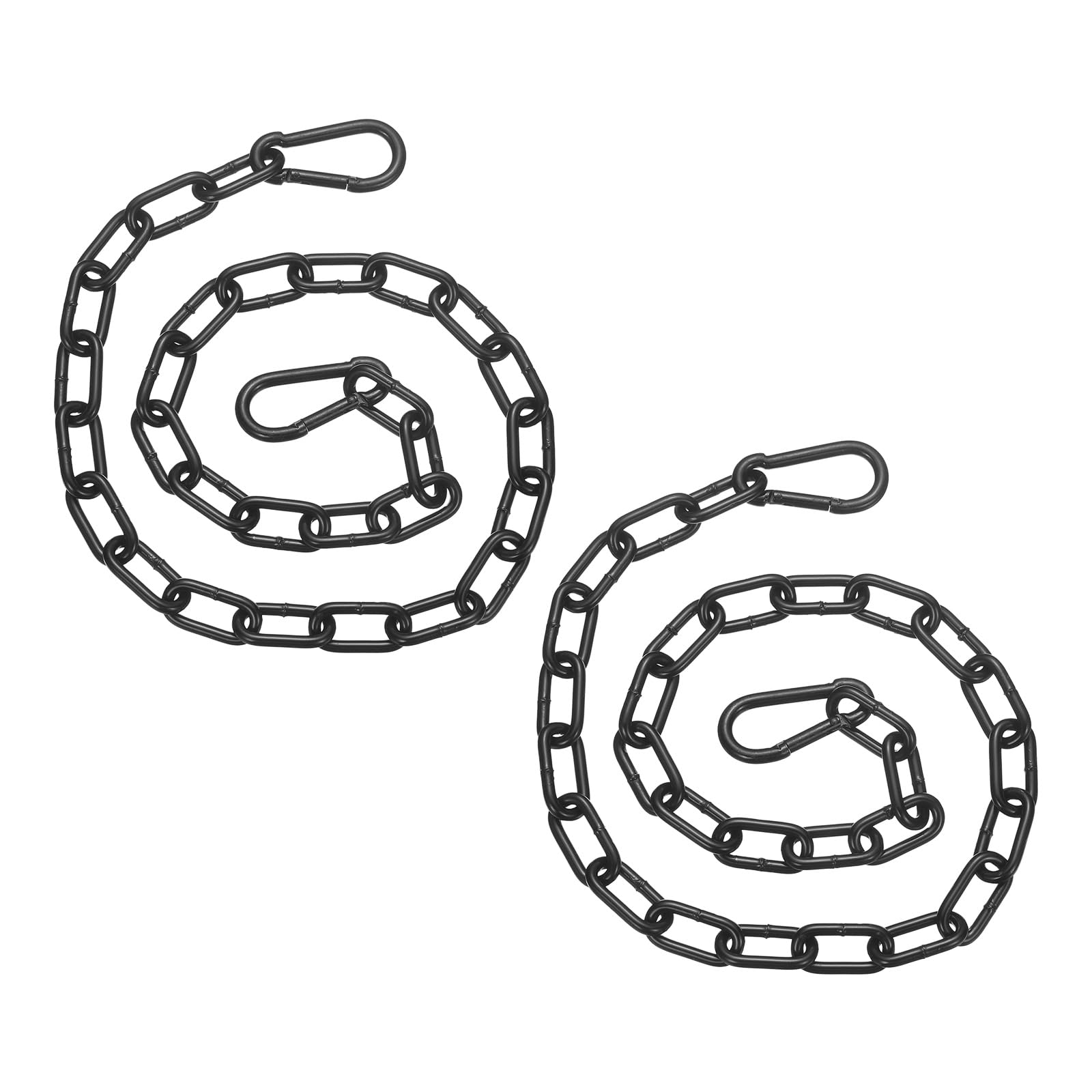 PATIKIL 2 Pcs Gate Chain Lock, 31 in x 4mm Chain Dia Alloy Steel Hanging Chain Lock with 2 Open Clasps for Stall Barn Fence Gate Hammock Swing Punching Bags Sandbag Yoga Gym, Black