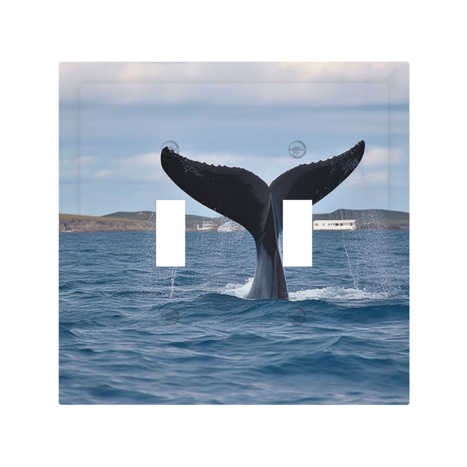 Decorator Double Toggle Light Switch Covers Whale Tail Wall Plate 2-Gang Mid Size 5" x 4.9" Double Toggle Switch Wallplate Decorative 2 Gang Wall Switch Plate Covers