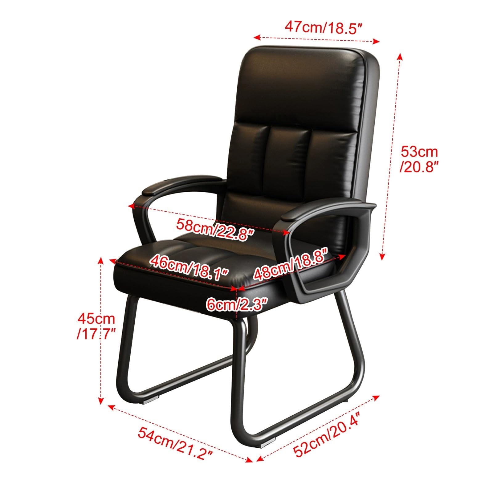 Ergonomiczne krzesło biurowe z wysokim oparciem, stylowe krzesło gamingowe ze skóry z mikrofibry z łukową metalową podstawą do domu, biura i sali konferencyjnej, czarne siedzisko na biurko dla