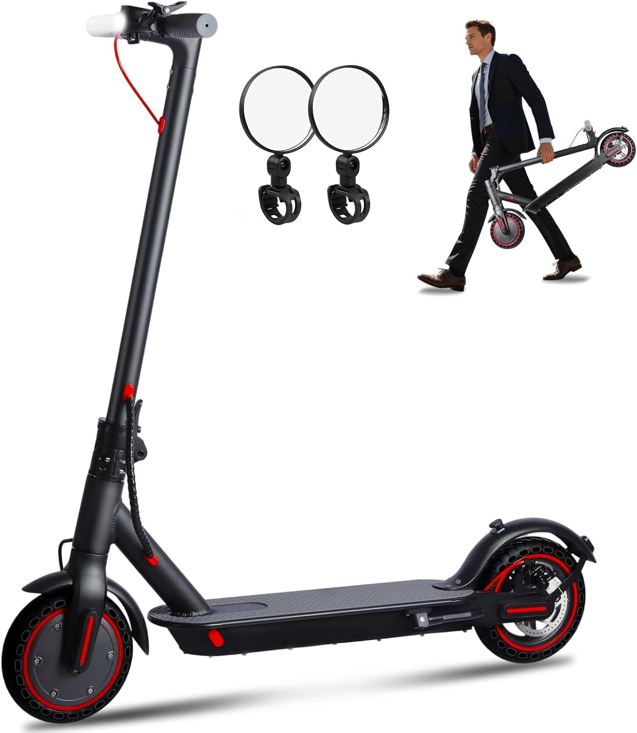 Patinete Eléctrico para Adultos, Ruedas De 8.5", 350W Motor Autonomía 20-30 km, 3 Modos De Elocidad, Carga 120 kg, Frenado Dual, Patinetes Electricos Plegables Adolescentes
