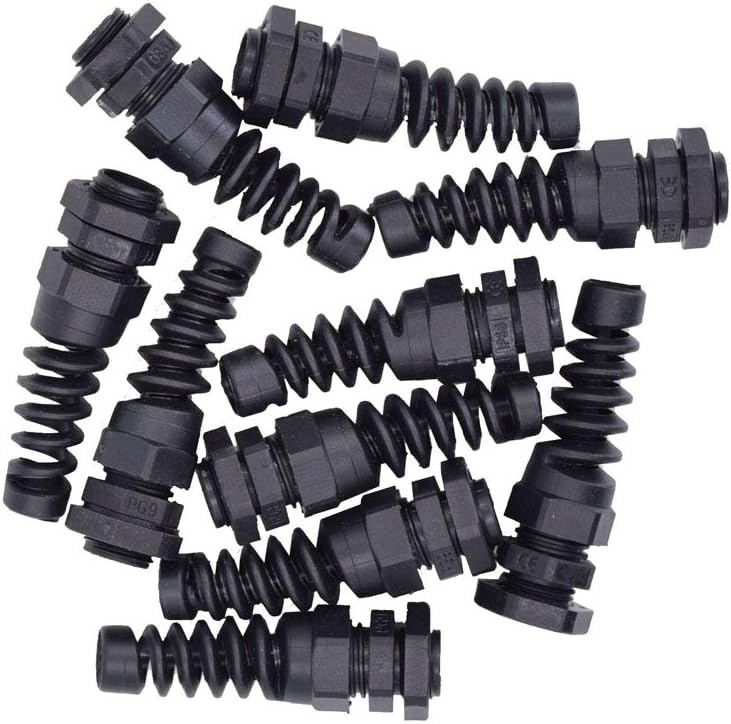 Tusrai 10pcs IP68 Waterproof M16 PG9 Plastic Cable Gland Connector Plastic Flex Spiral Strain Relief Protector for 4-8mm Wire Thread