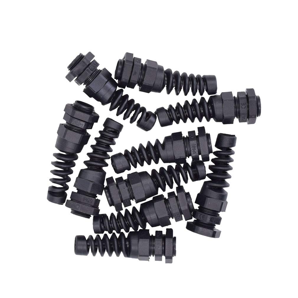 Tusrai 10pcs IP68 Waterproof M16 PG9 Plastic Cable Gland Connector Plastic Flex Spiral Strain Relief Protector for 4-8mm Wire Thread