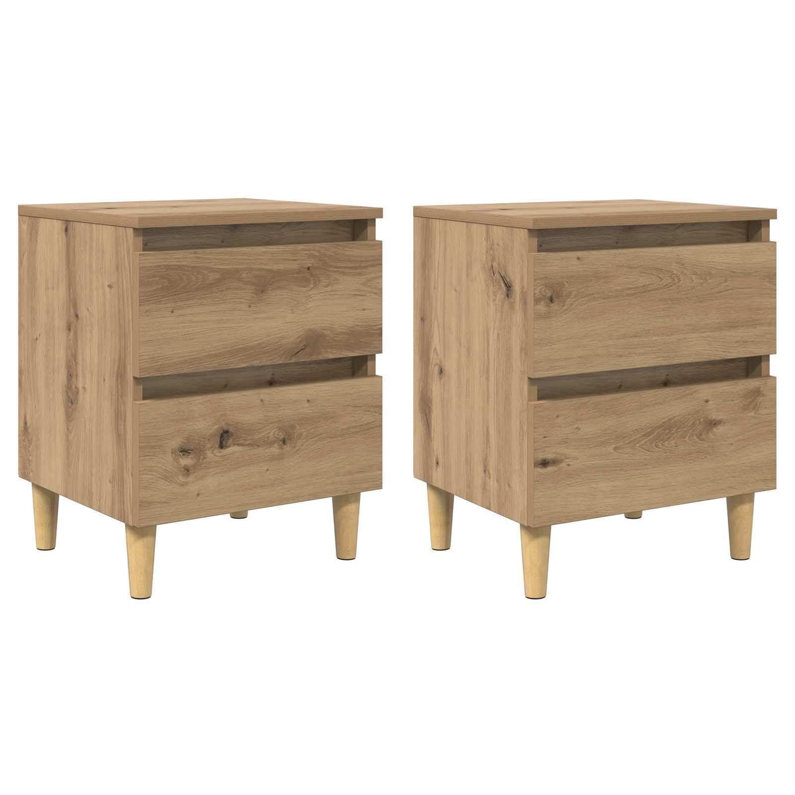 Mesita de noche con diseño escandinavo en color blanco con patas de madera de pino. Mesita de noche resistente con dos cajones para mucho espacio de almacenamiento, mesita de noche con patas