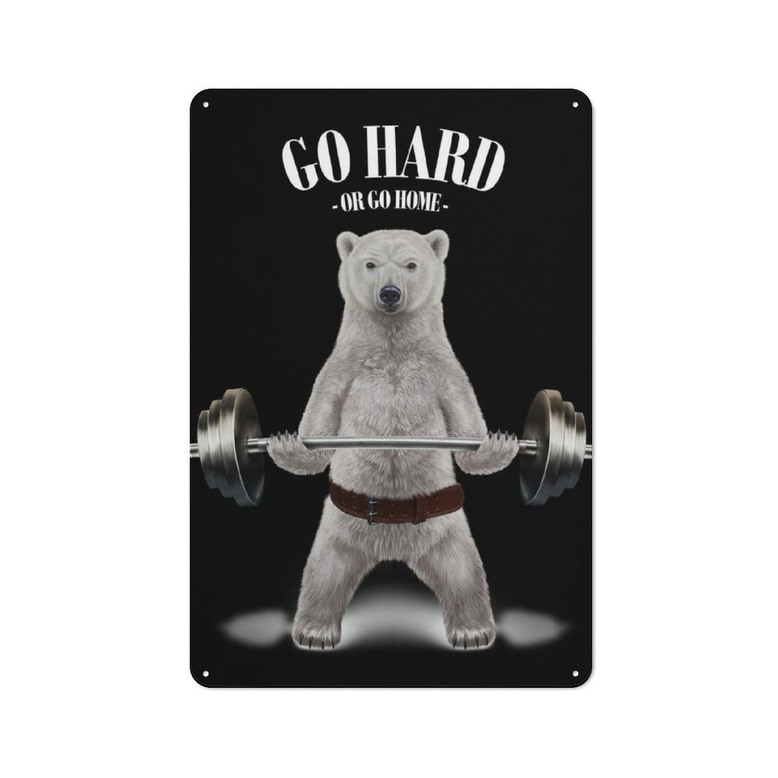 Junmoney Polar Bear Weightlifting Retro Printed Metal Sign 30X20cm For Garage Or Workshop, For Garage, Workshop And Man Cave Decoration